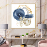 Abstract Dark Blue Gold & Black Underwater Life Wall Art