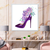 Dark Purple Stiletto Shoe With Pink VIolet Roses