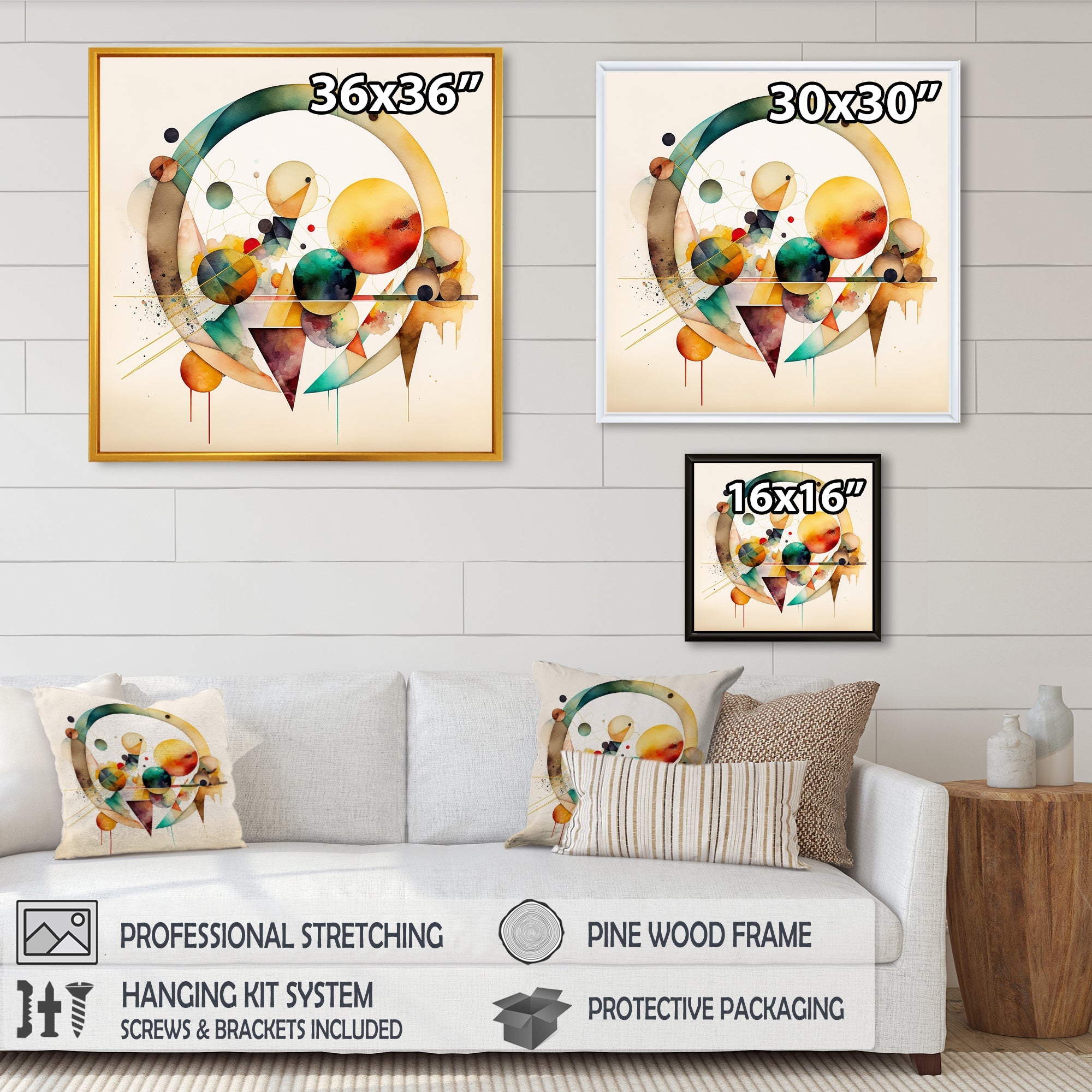 Multi-Color Watercolor Geometric Art IV