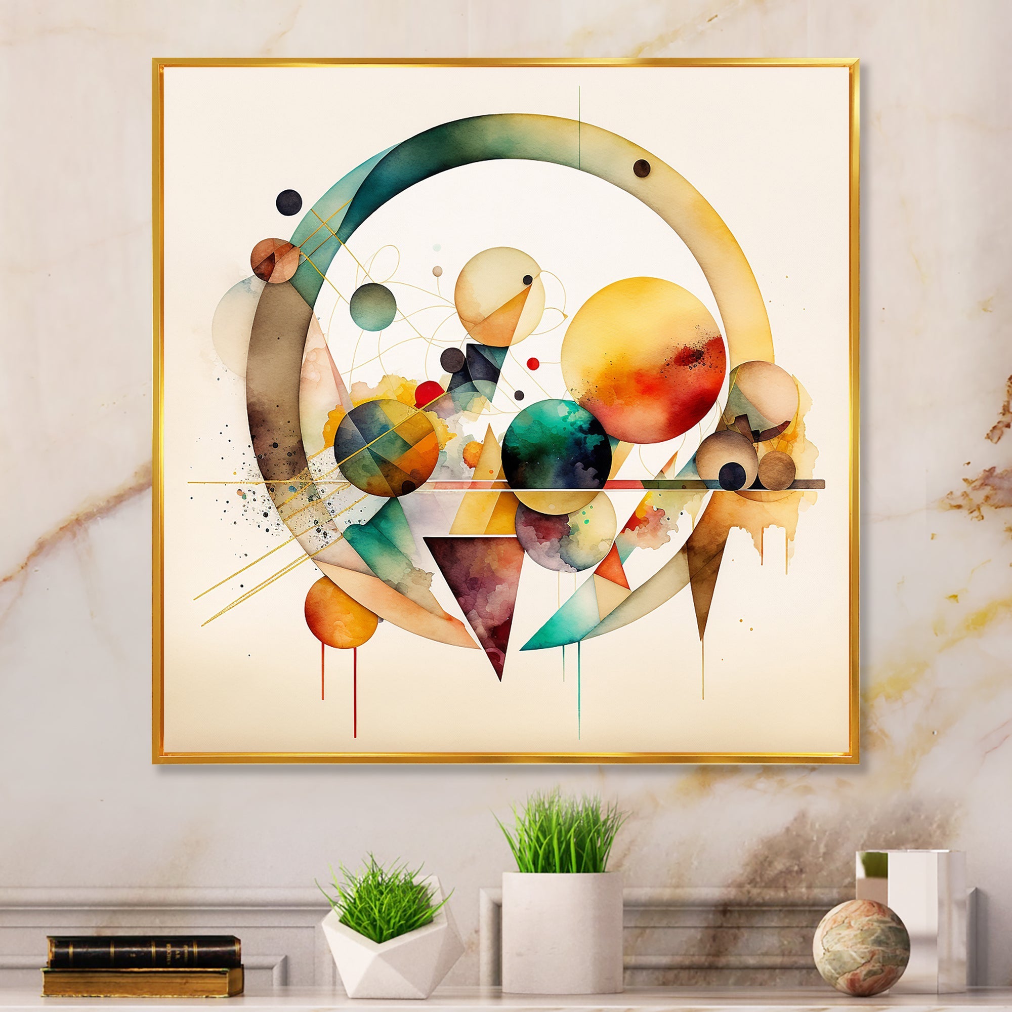 Multi-Color Watercolor Geometric Art IV