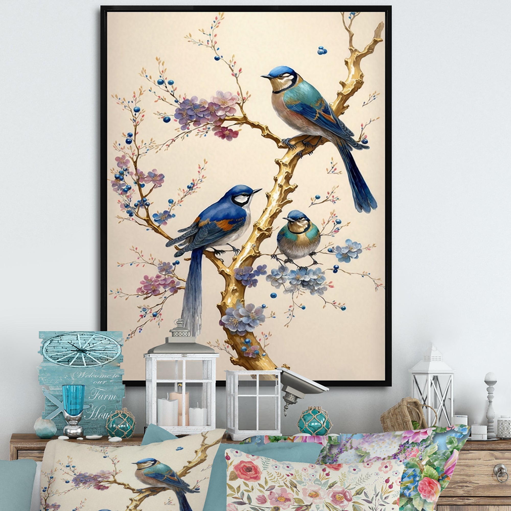 Multicolor Birds On Plum Blossoms Tree VII