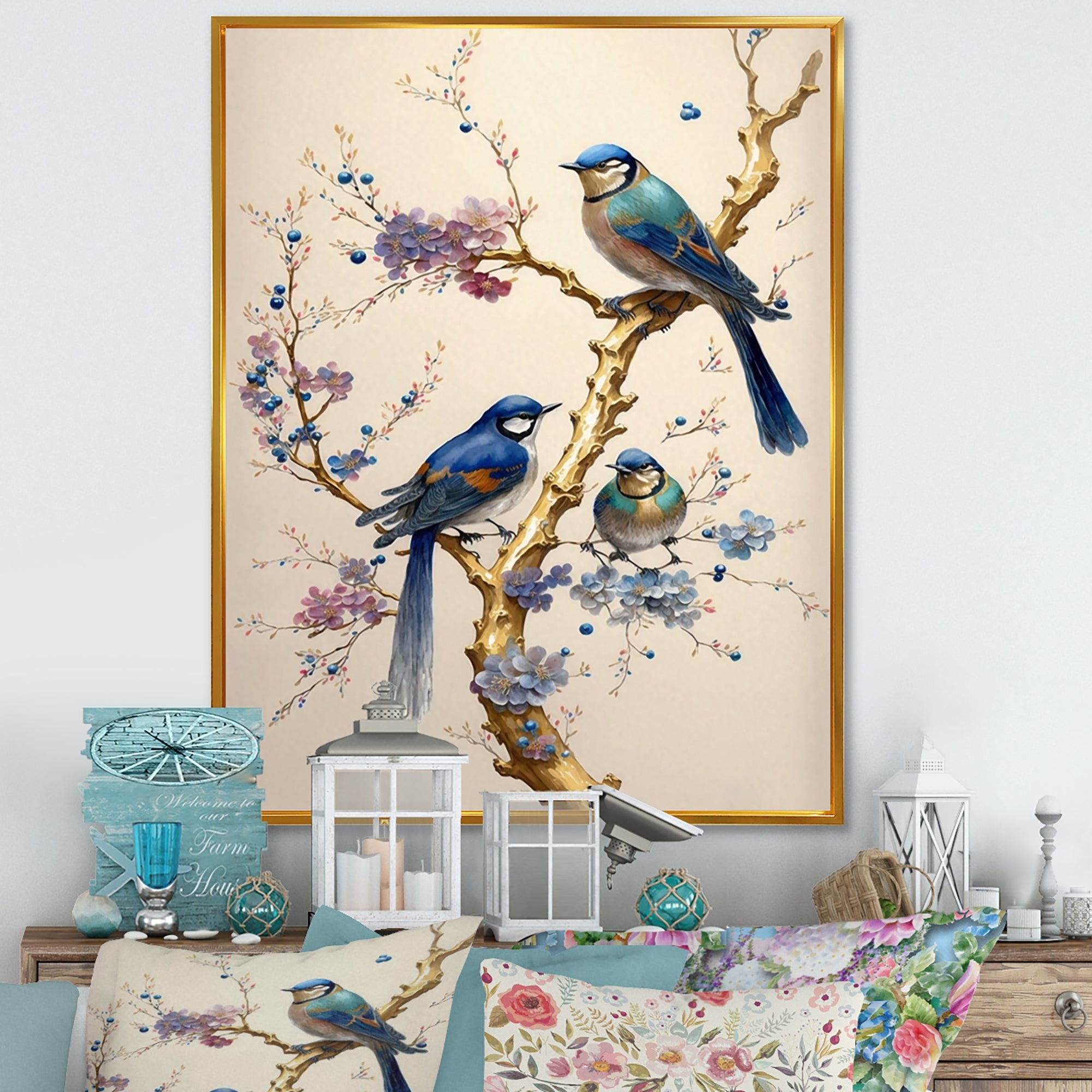 Multicolor Birds On Plum Blossoms Tree VII