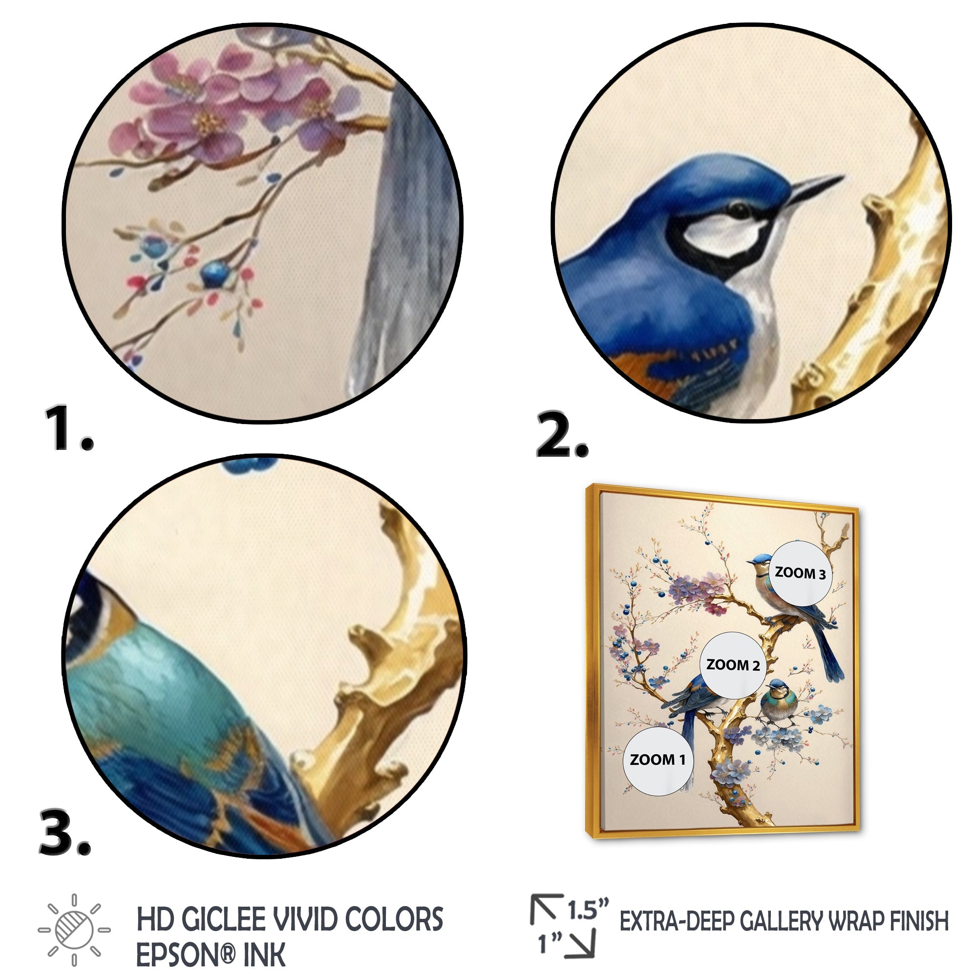 Multicolor Birds On Plum Blossoms Tree VII