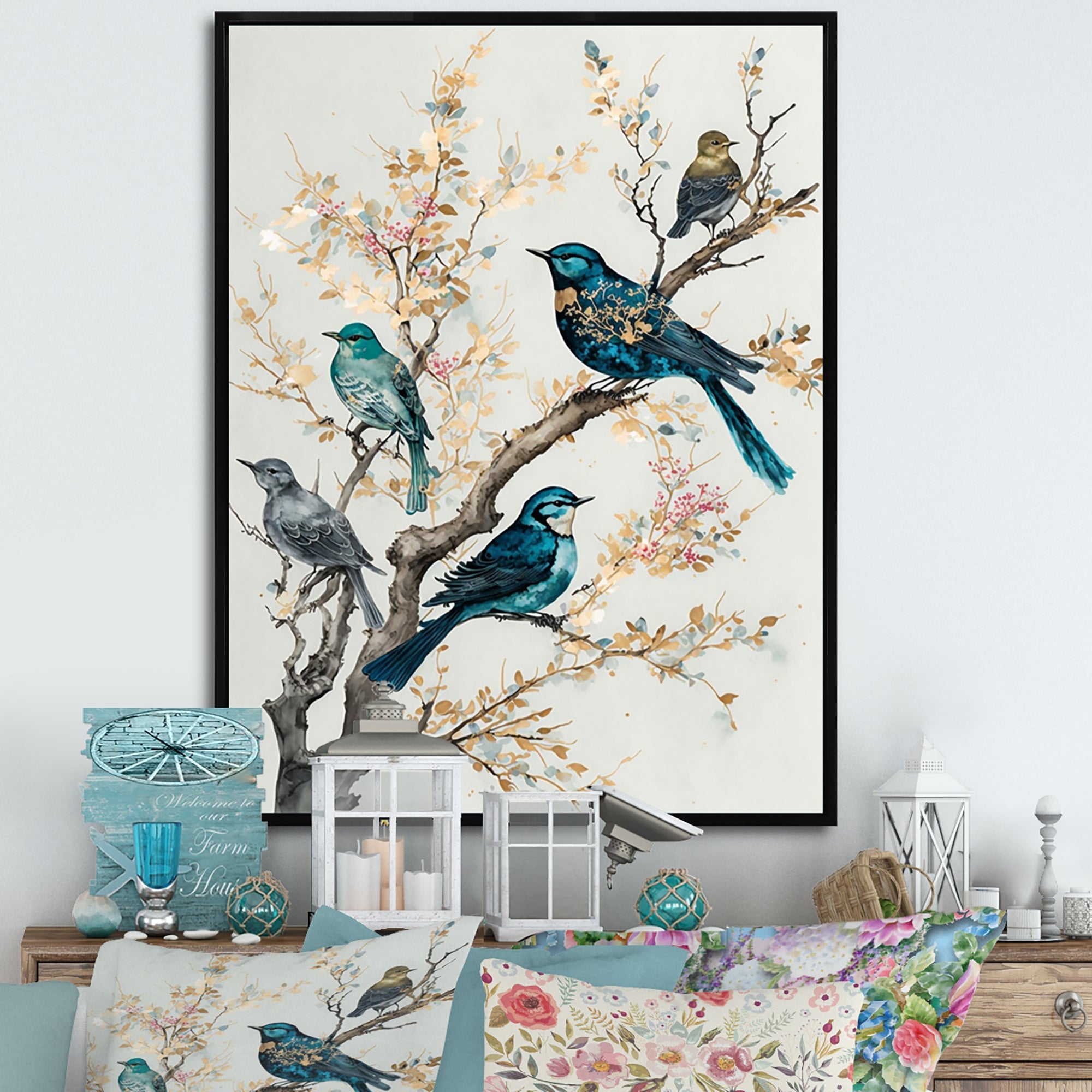Multicolor Birds On Plum Blossoms Tree IX