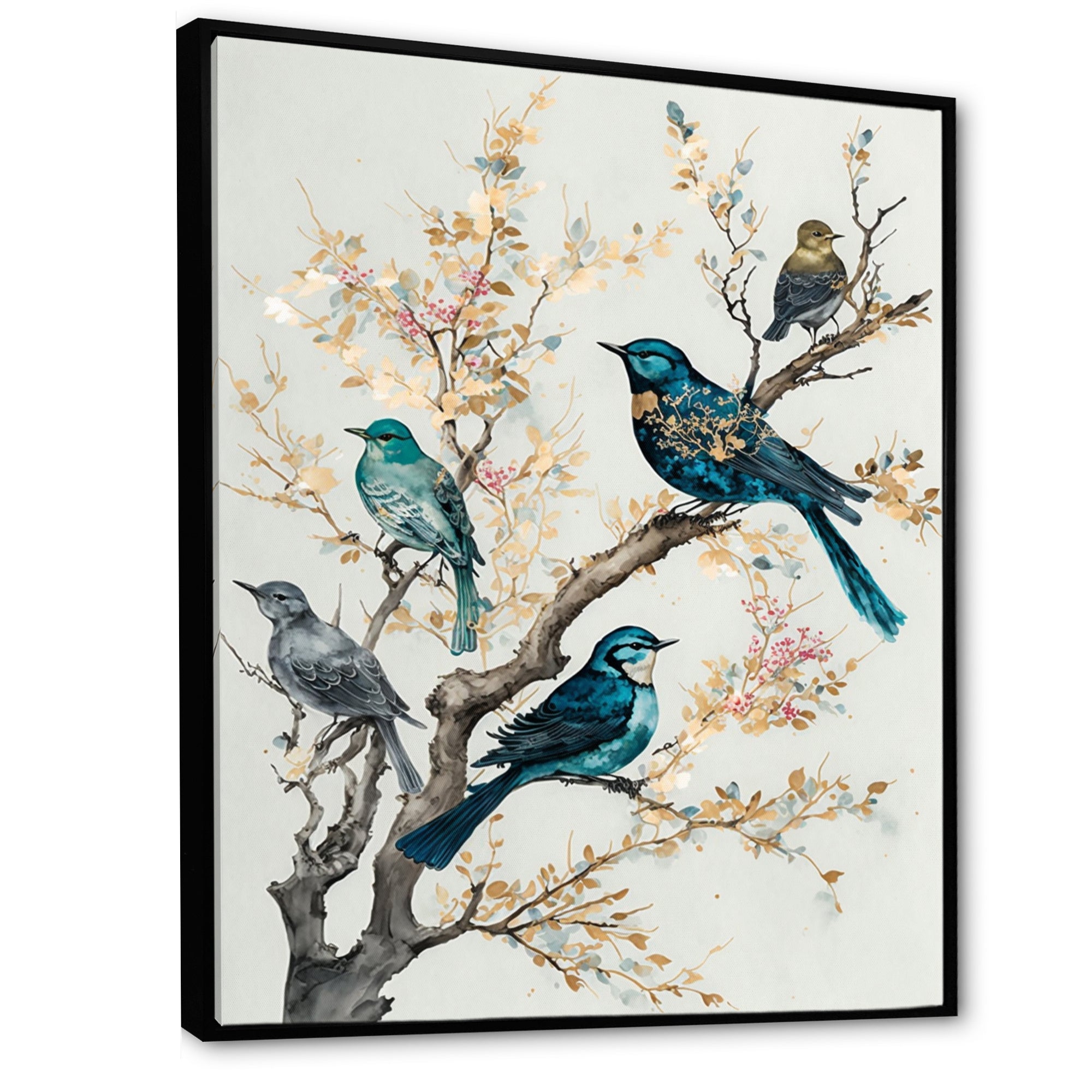 Multicolor Birds On Plum Blossoms Tree IX