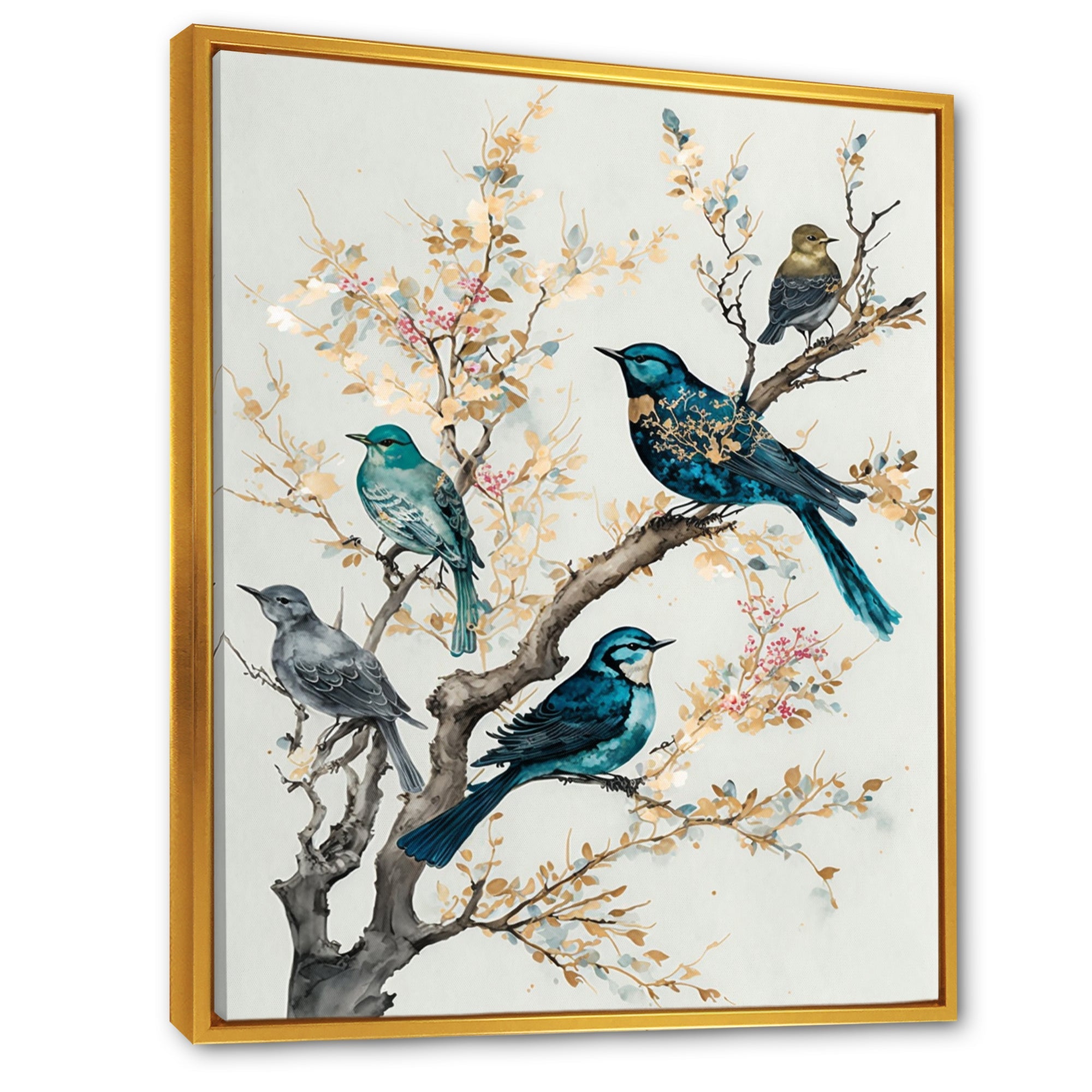 Multicolor Birds On Plum Blossoms Tree IX