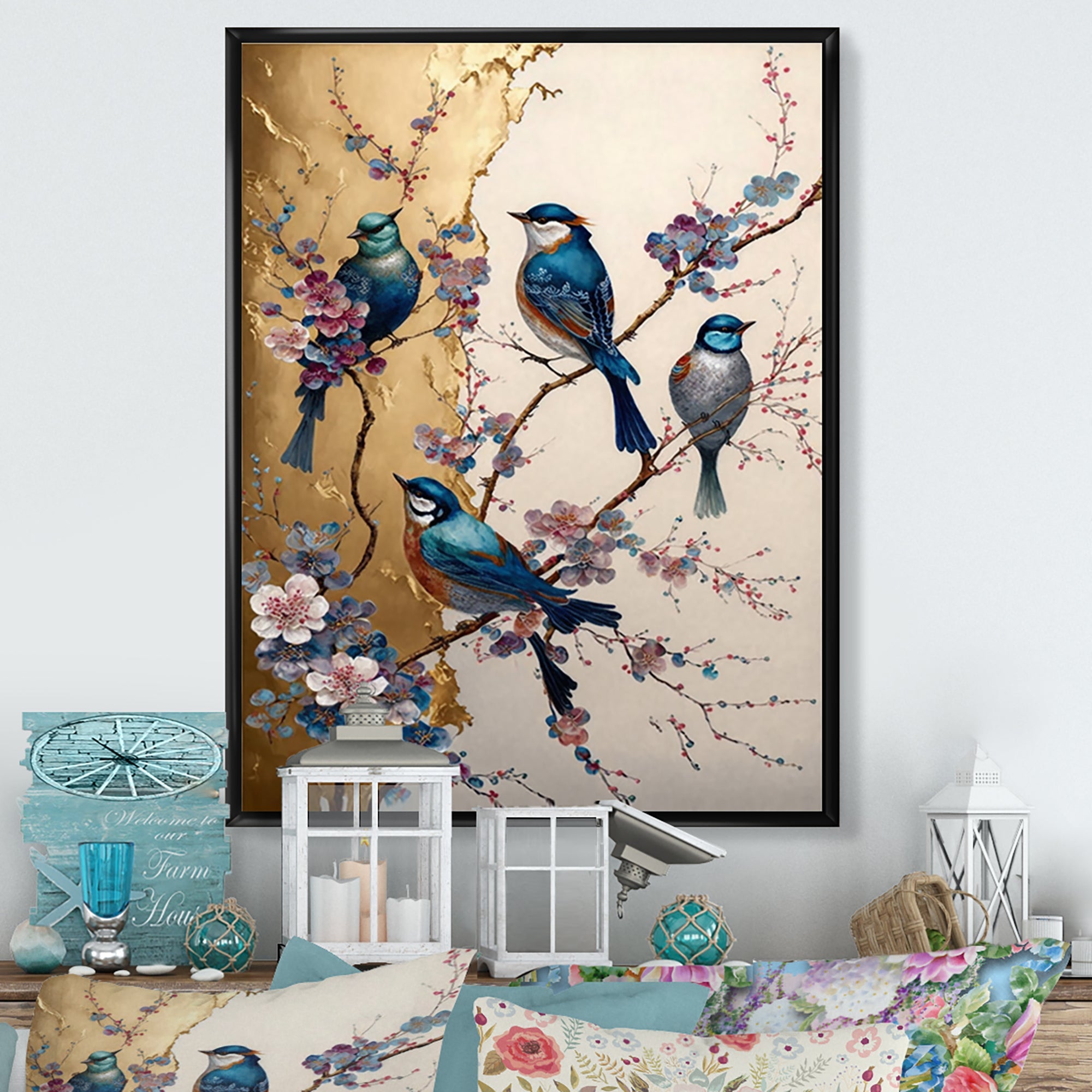 Multicolor Birds On Plum Blossoms Tree II