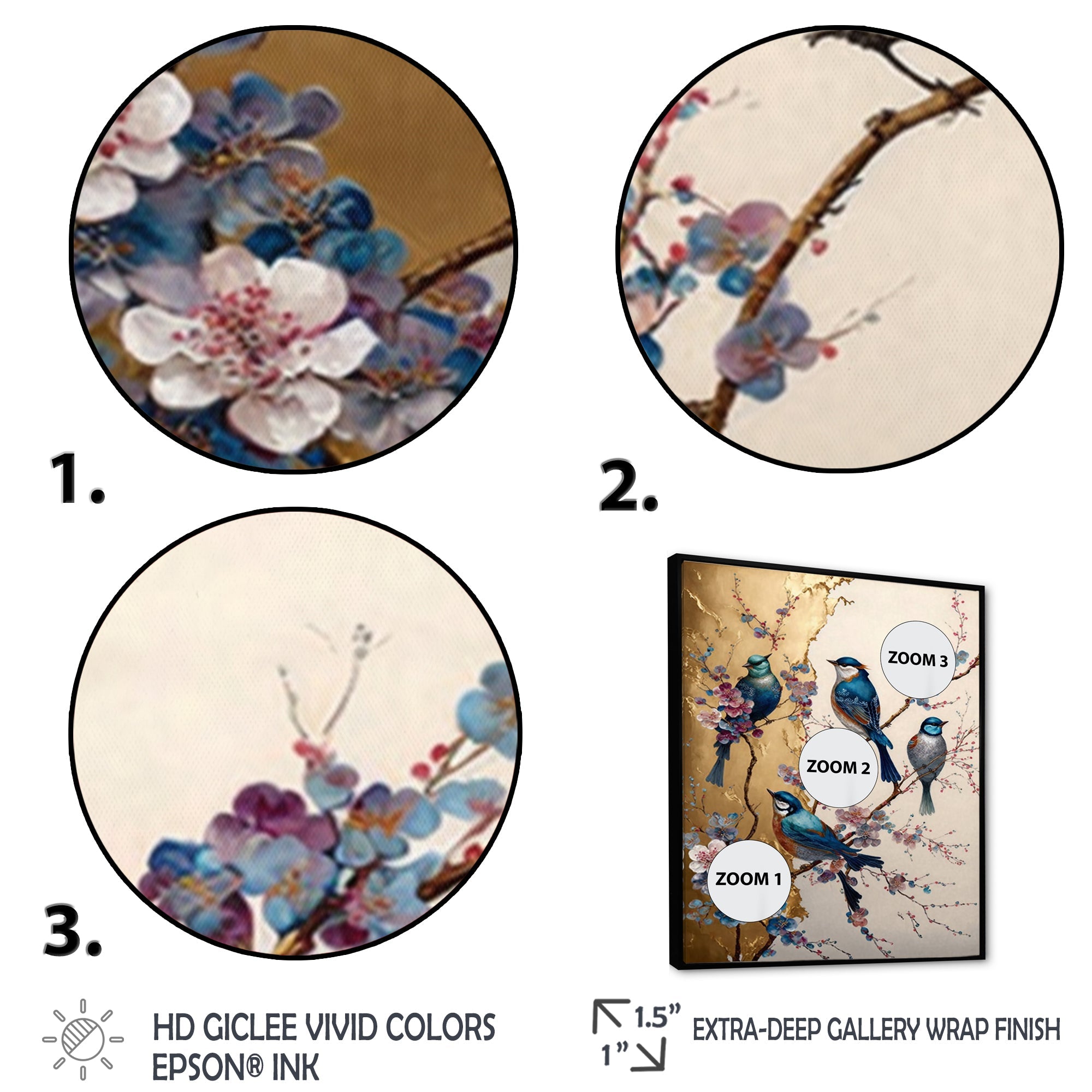 Multicolor Birds On Plum Blossoms Tree II
