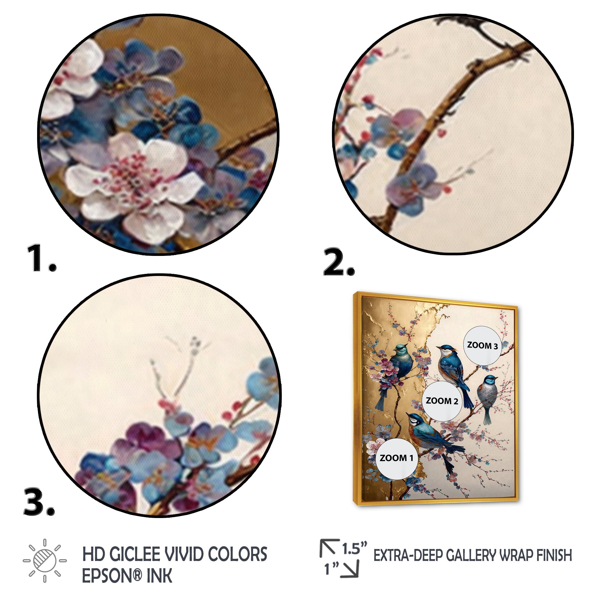 Multicolor Birds On Plum Blossoms Tree II