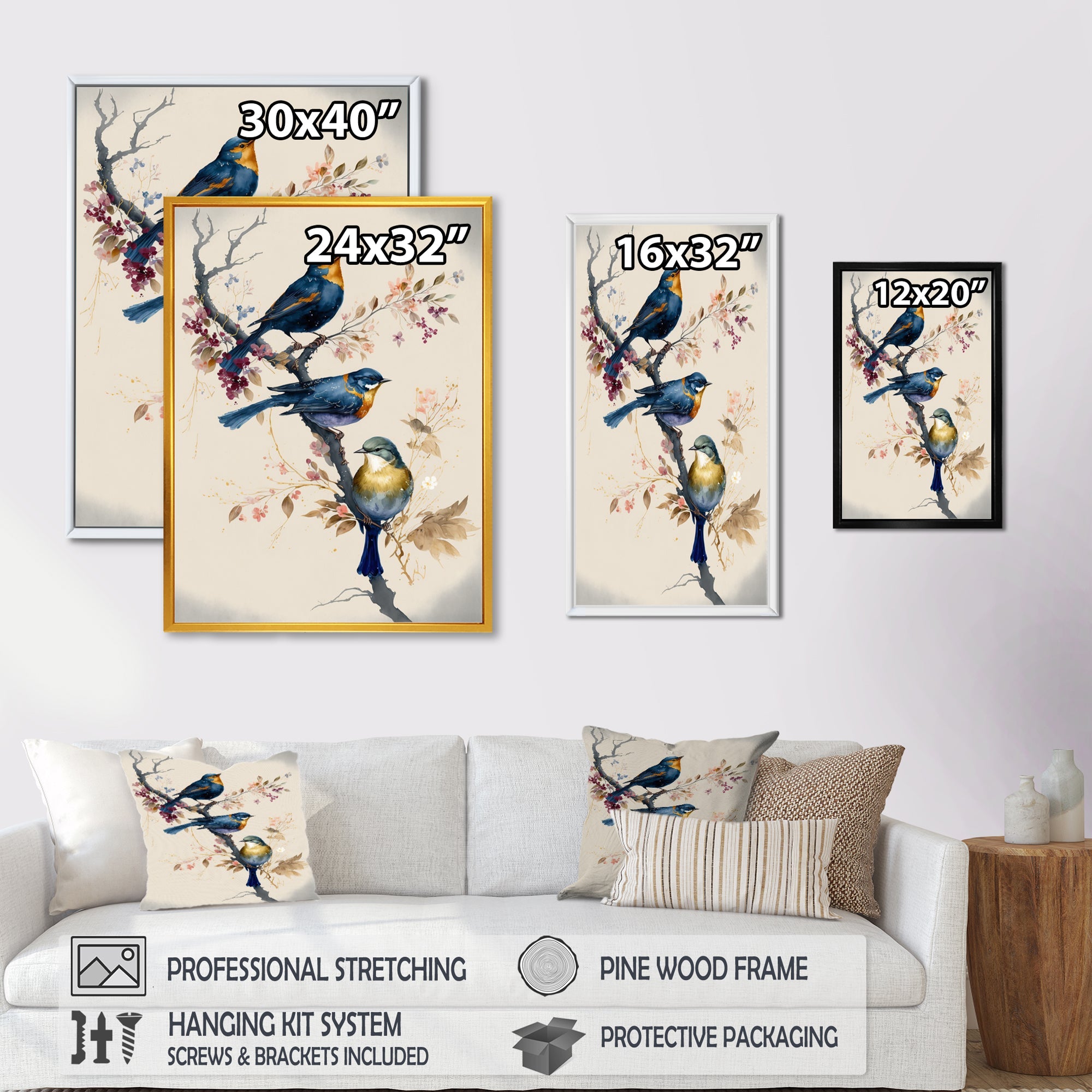 Multicolor Birds On Plum Blossoms Tree XV