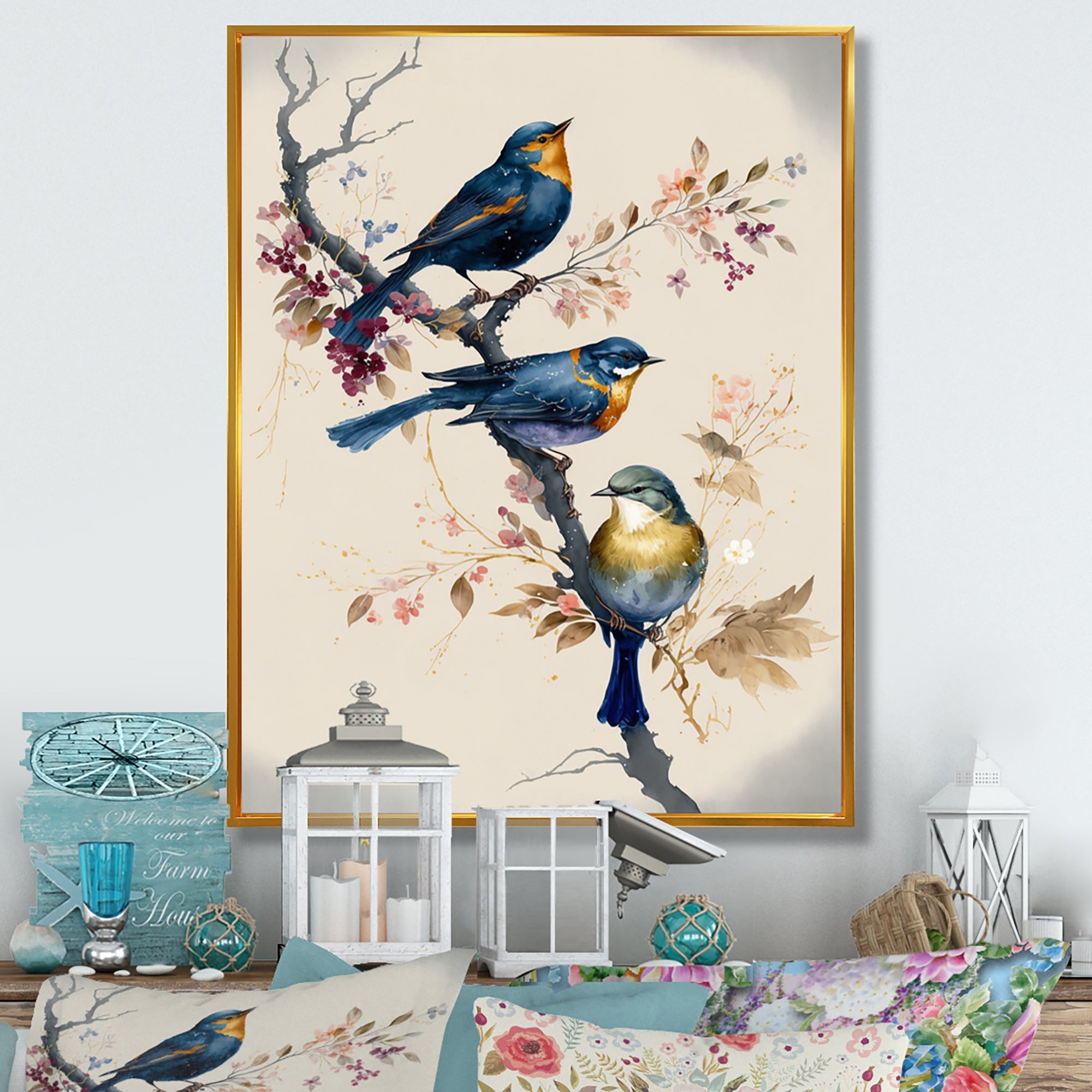 Multicolor Birds On Plum Blossoms Tree XV