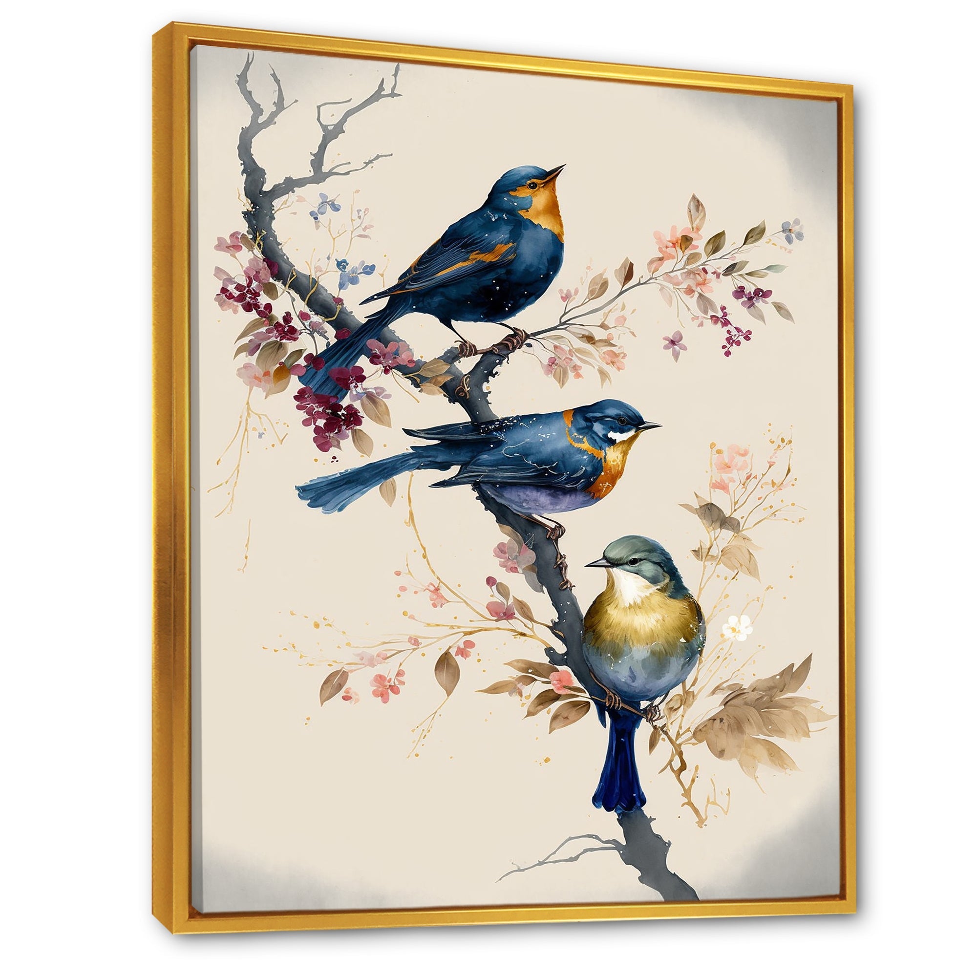 Multicolor Birds On Plum Blossoms Tree XV