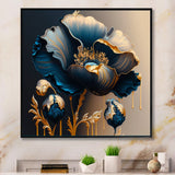Deep Blue And Gold Single Flower V