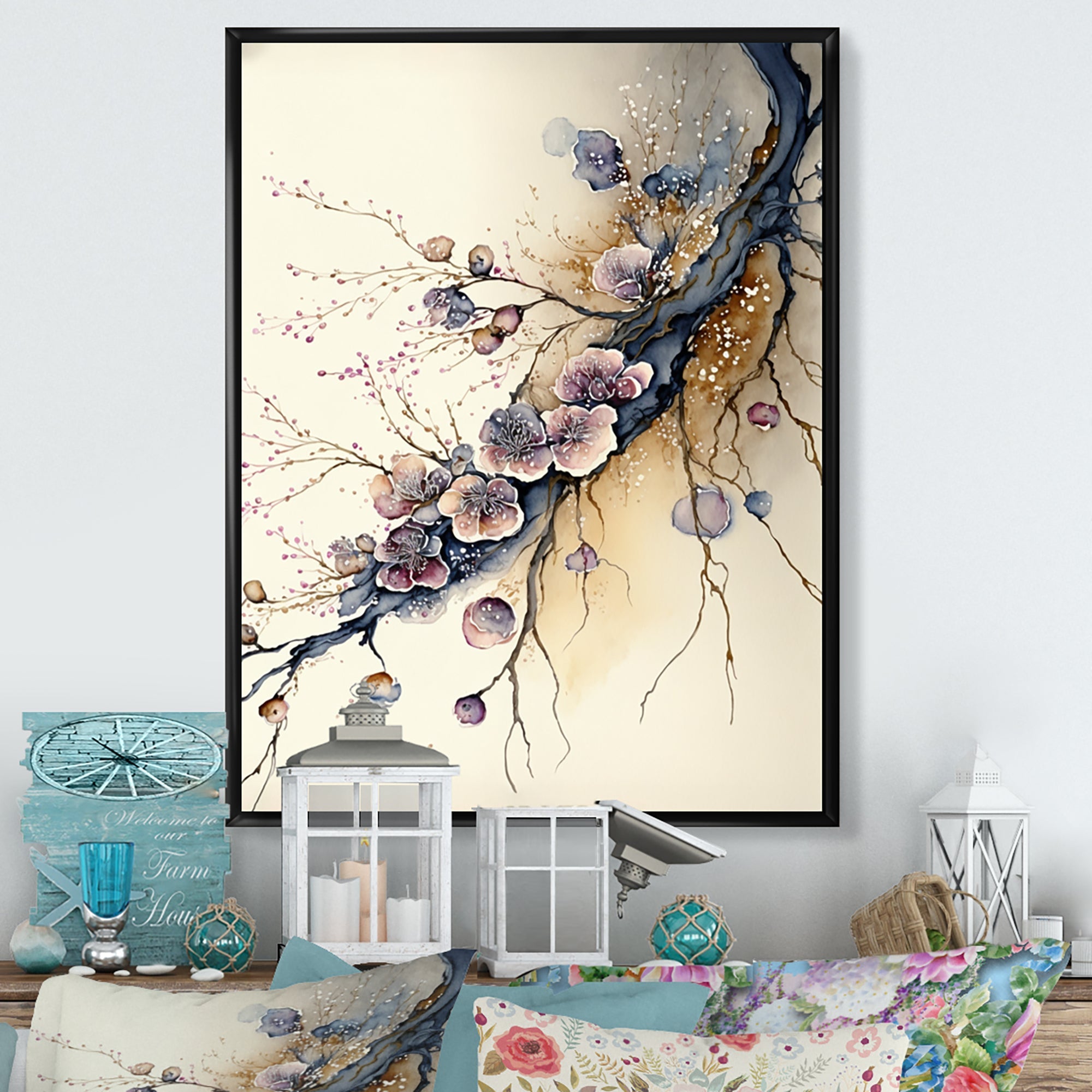 Pink And Plum Cherry Blossom Branch II