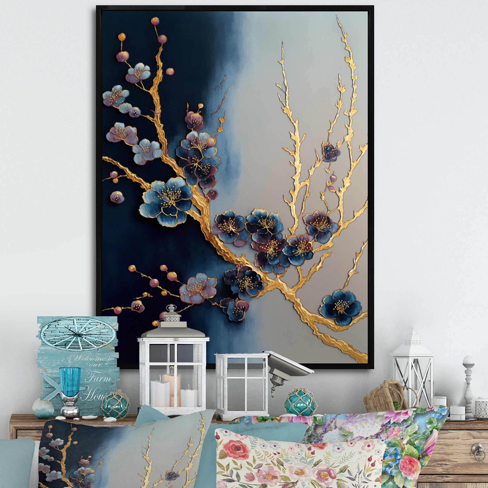 Blue Cherry Blossom Branch II