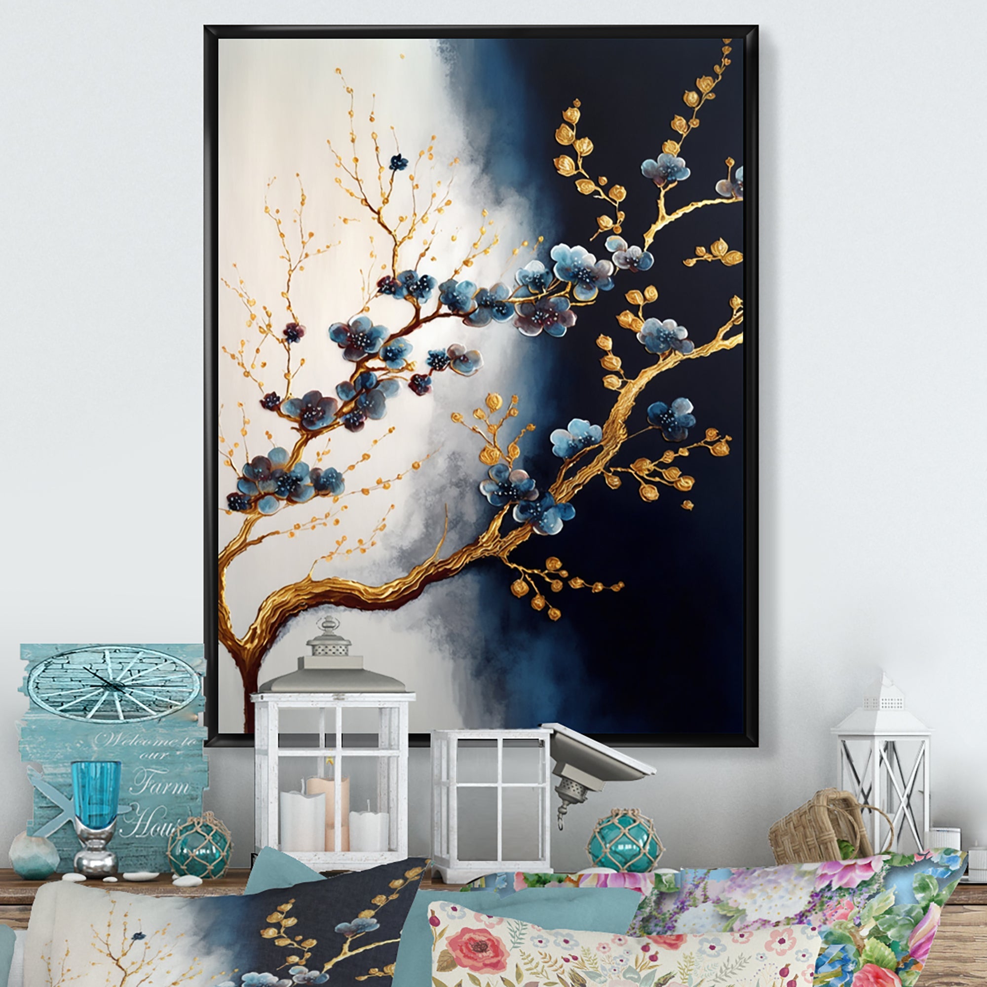 Blue Cherry Blossom Branch VI