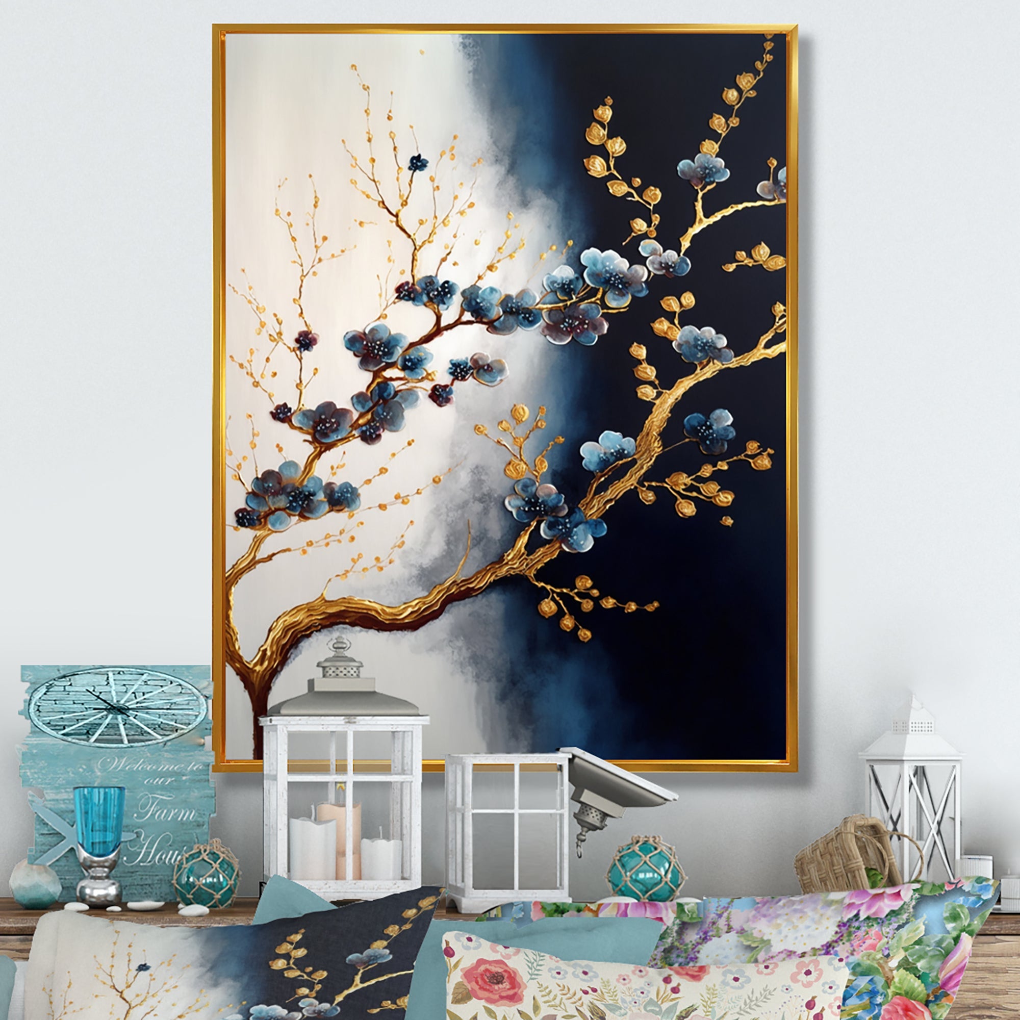 Blue Cherry Blossom Branch VI