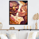 Gold And Pink Couple Kissing Art