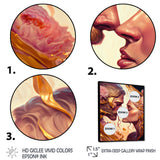 Gold And Pink Couple Kissing Art