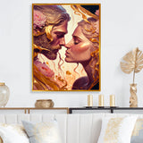 Gold And Pink Couple Kissing Art