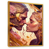 Gold And Pink Couple Kissing Art