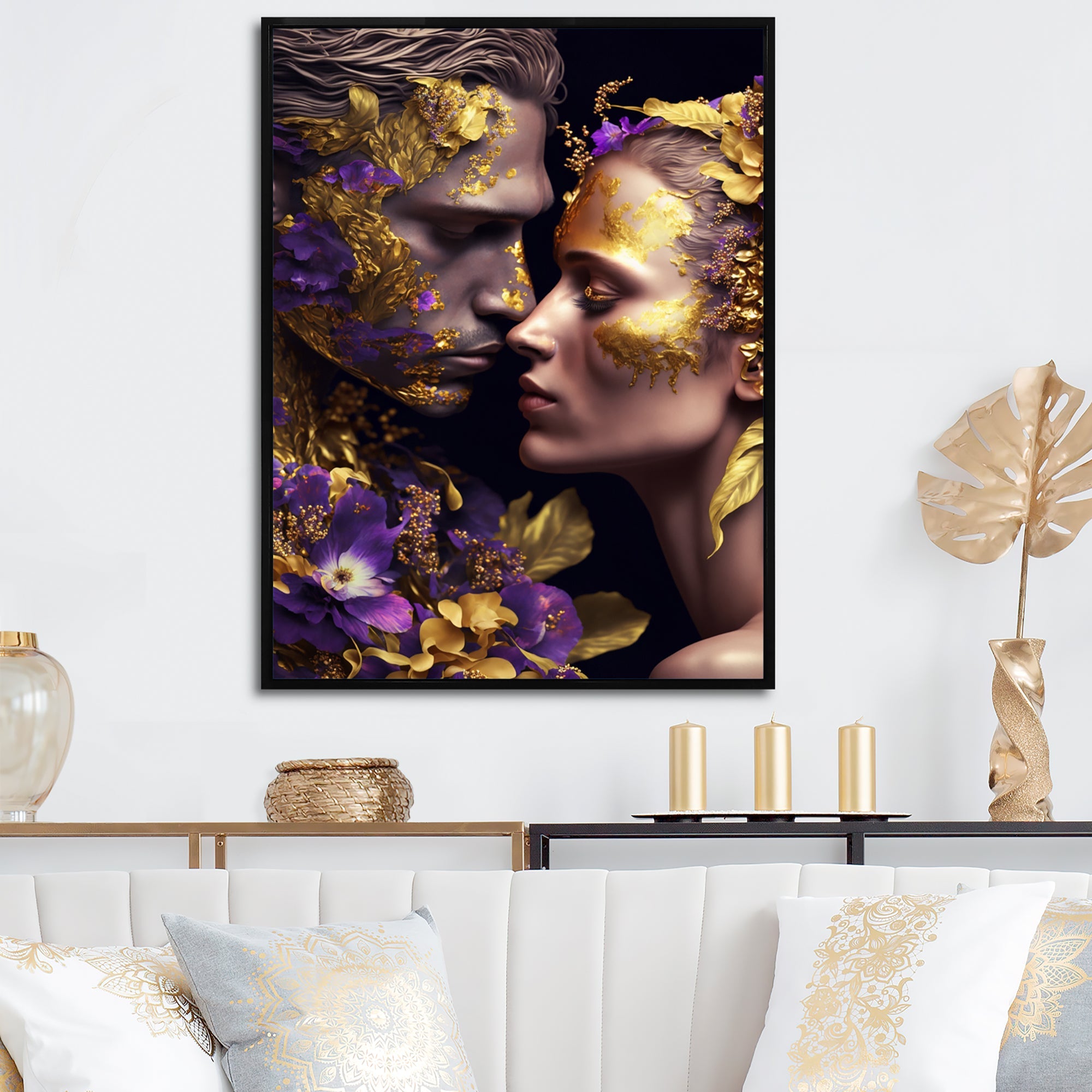 Loving Couple Kissing Floral Design I