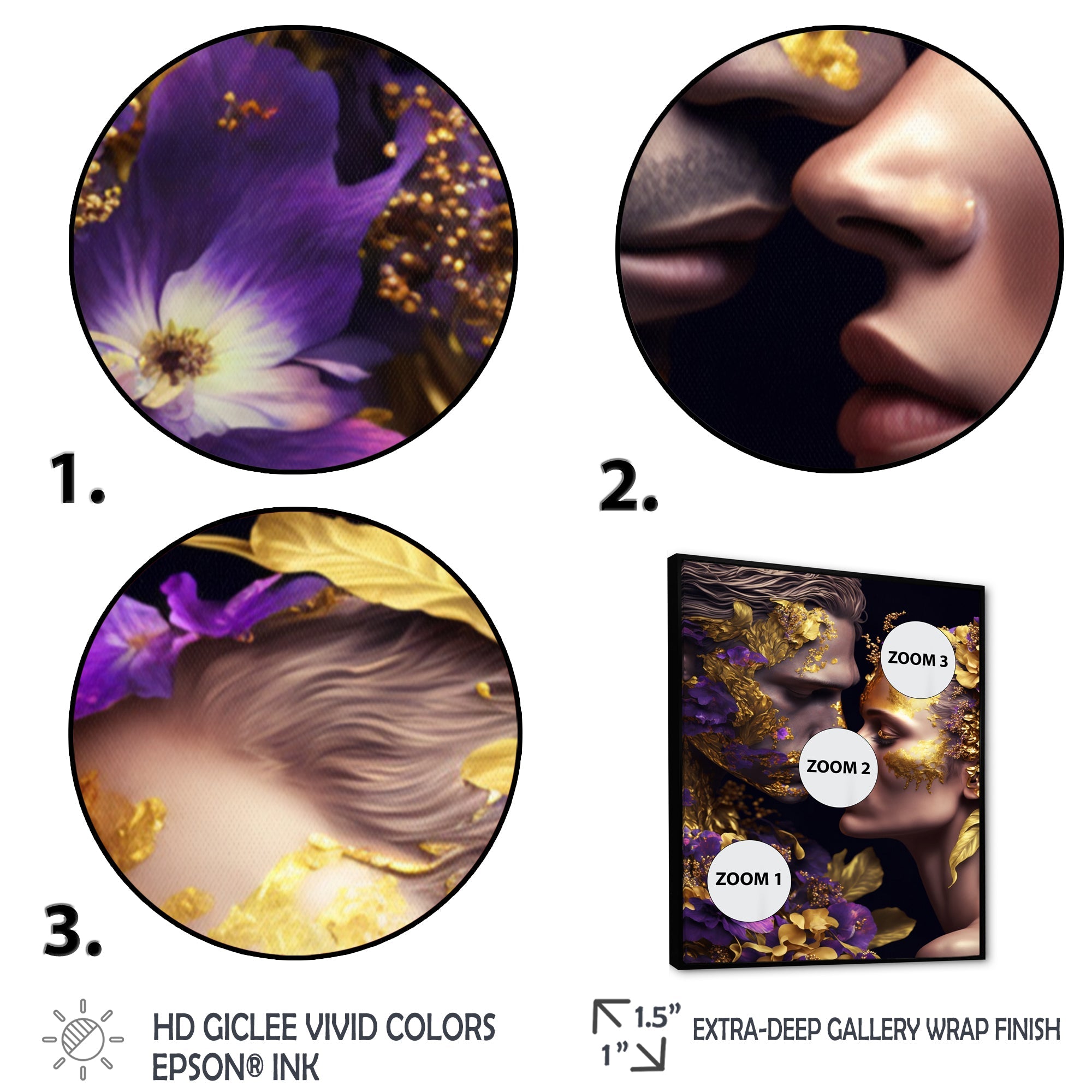 Loving Couple Kissing Floral Design I