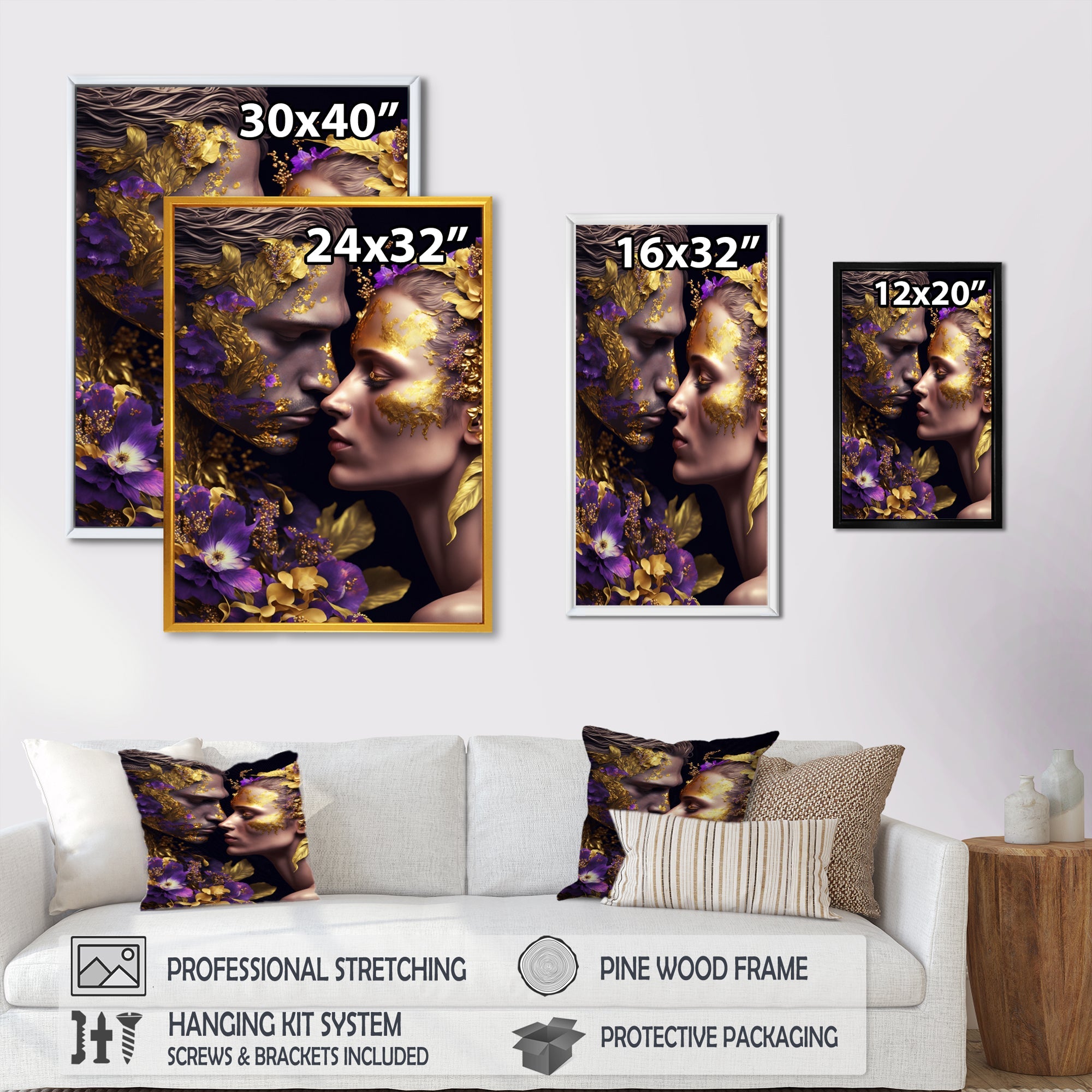 Loving Couple Kissing Floral Design I