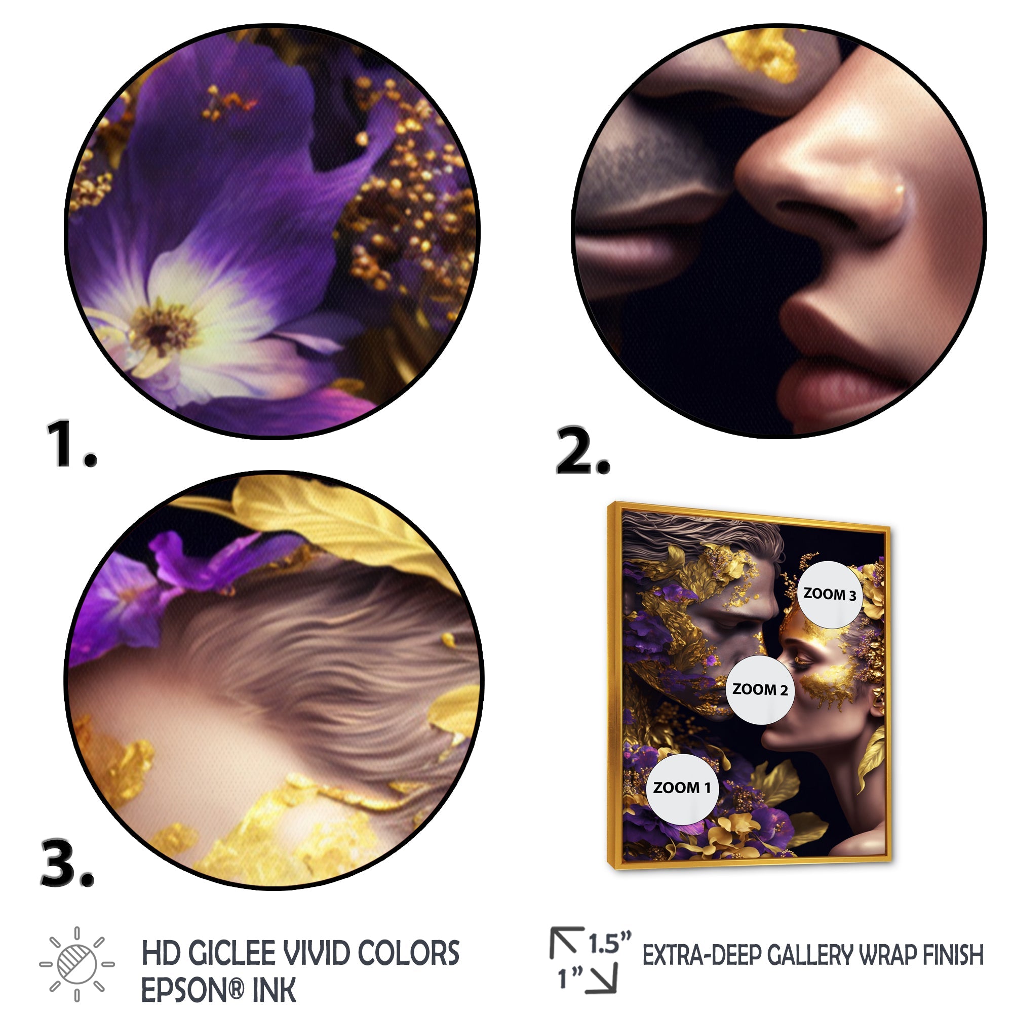 Loving Couple Kissing Floral Design I