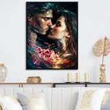 Loving Couple Kissing Floral Design II