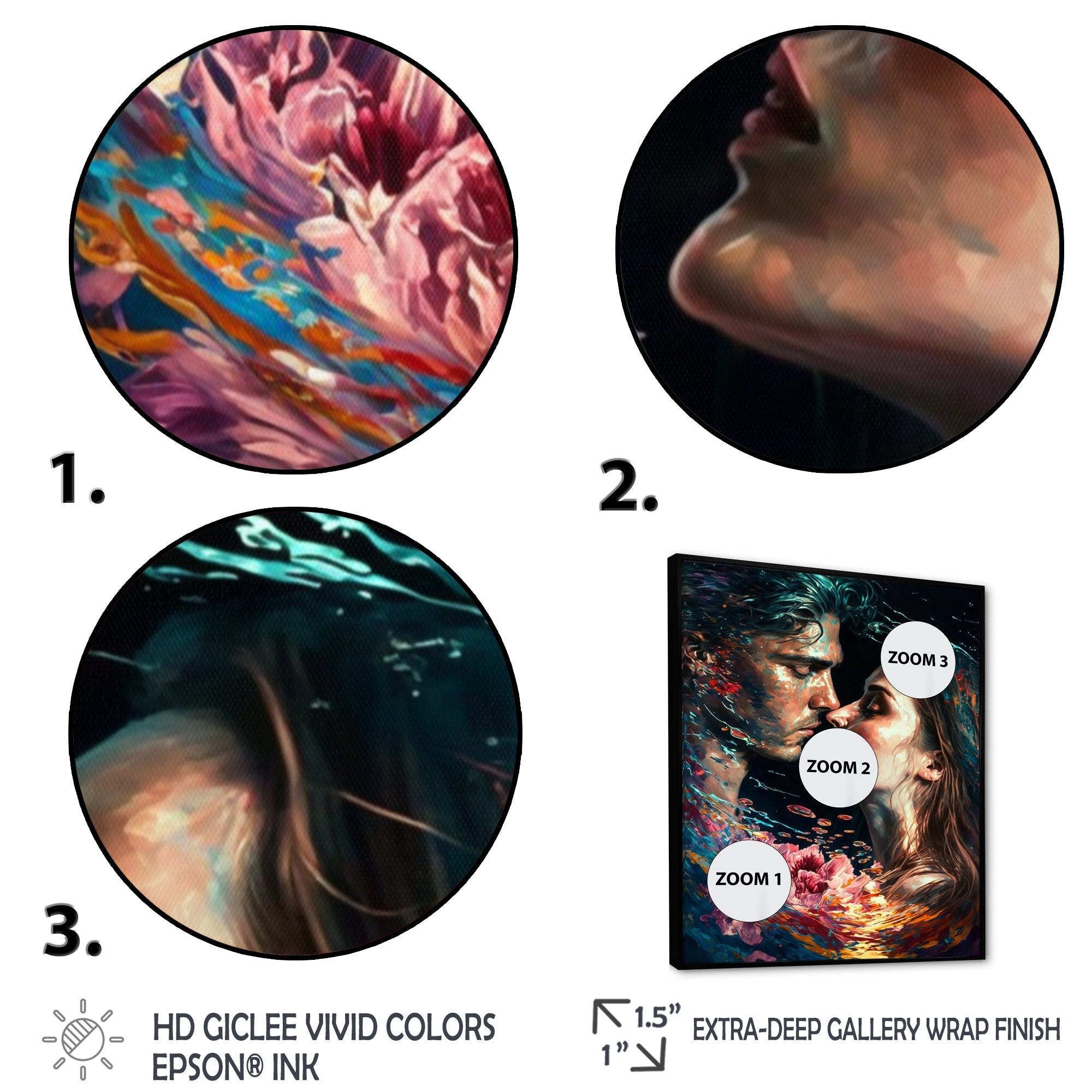 Loving Couple Kissing Floral Design II