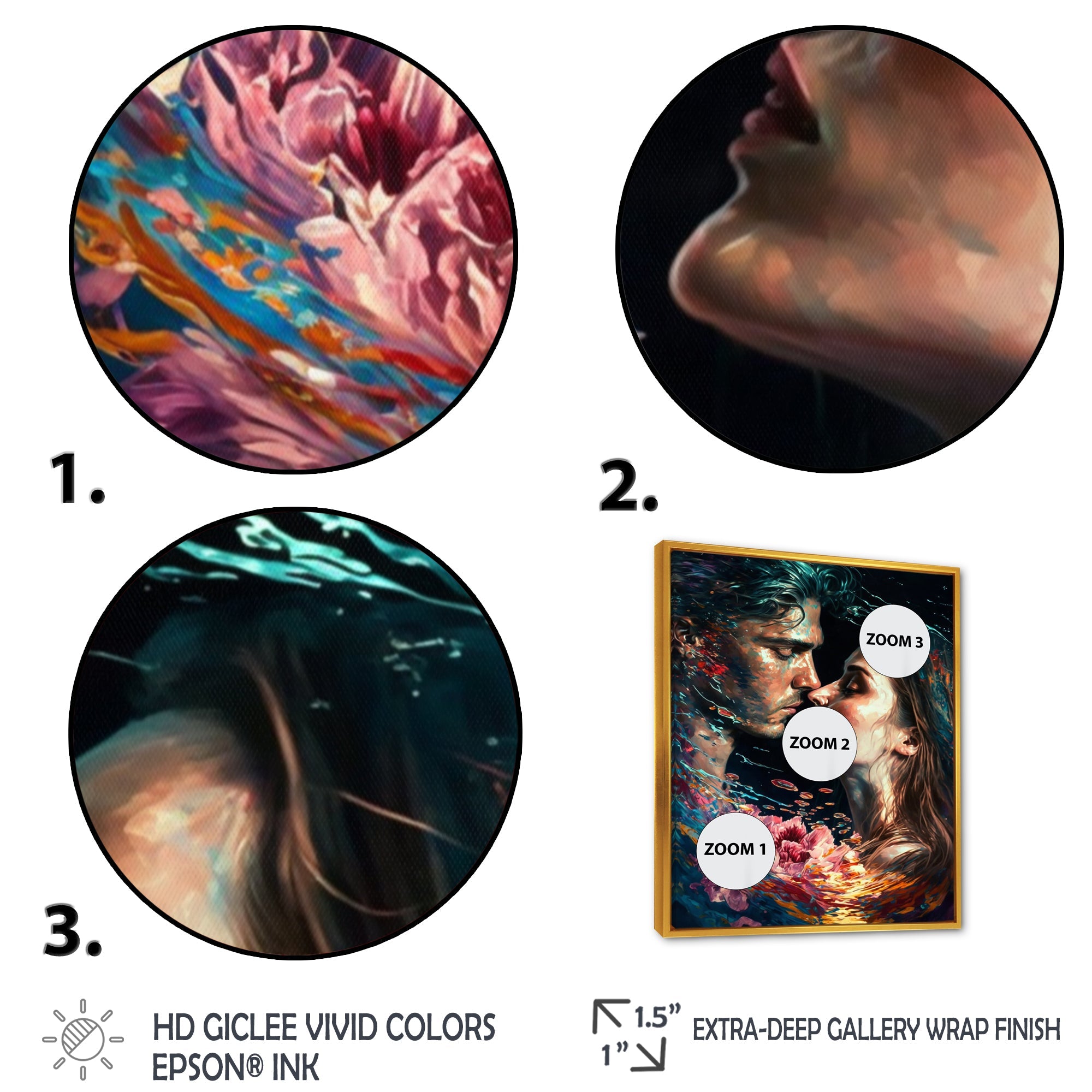 Loving Couple Kissing Floral Design II