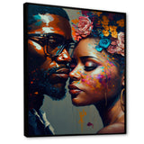 Loving Couple Kissing Floral Design V