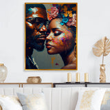 Loving Couple Kissing Floral Design V