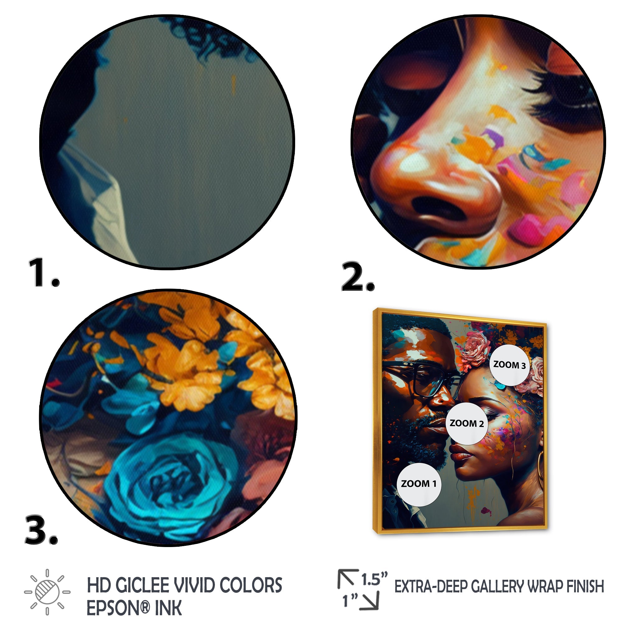 Loving Couple Kissing Floral Design V