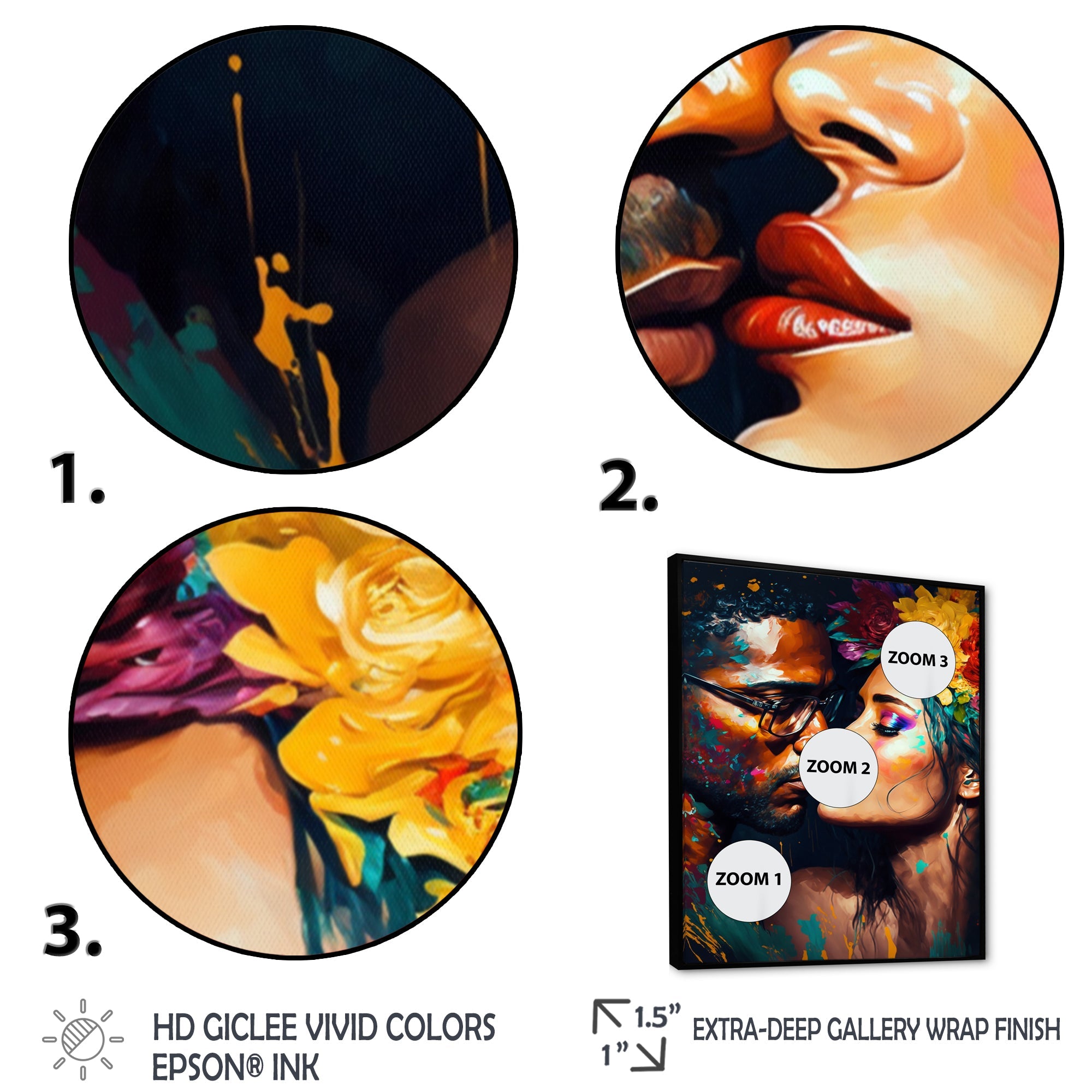 Loving Couple Kissing Floral Design VI