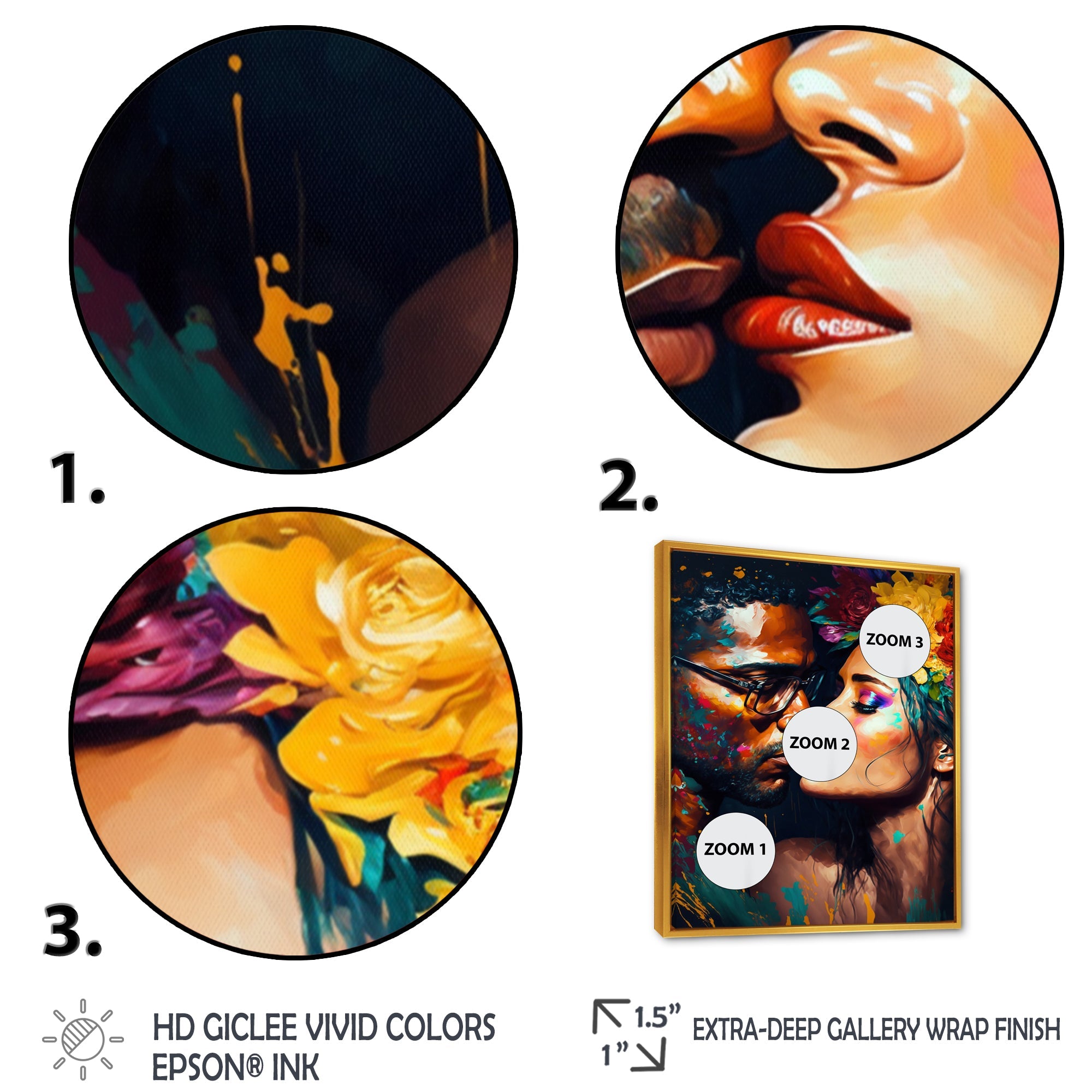 Loving Couple Kissing Floral Design VI