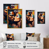 Loving Couple Kissing Floral Design VI