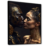Gold African Amercian Couple Kissing