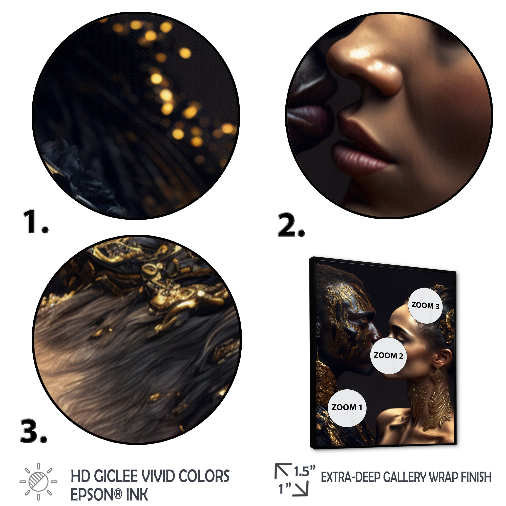 Gold African Amercian Couple Kissing