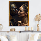 Gold African Amercian Couple Kissing