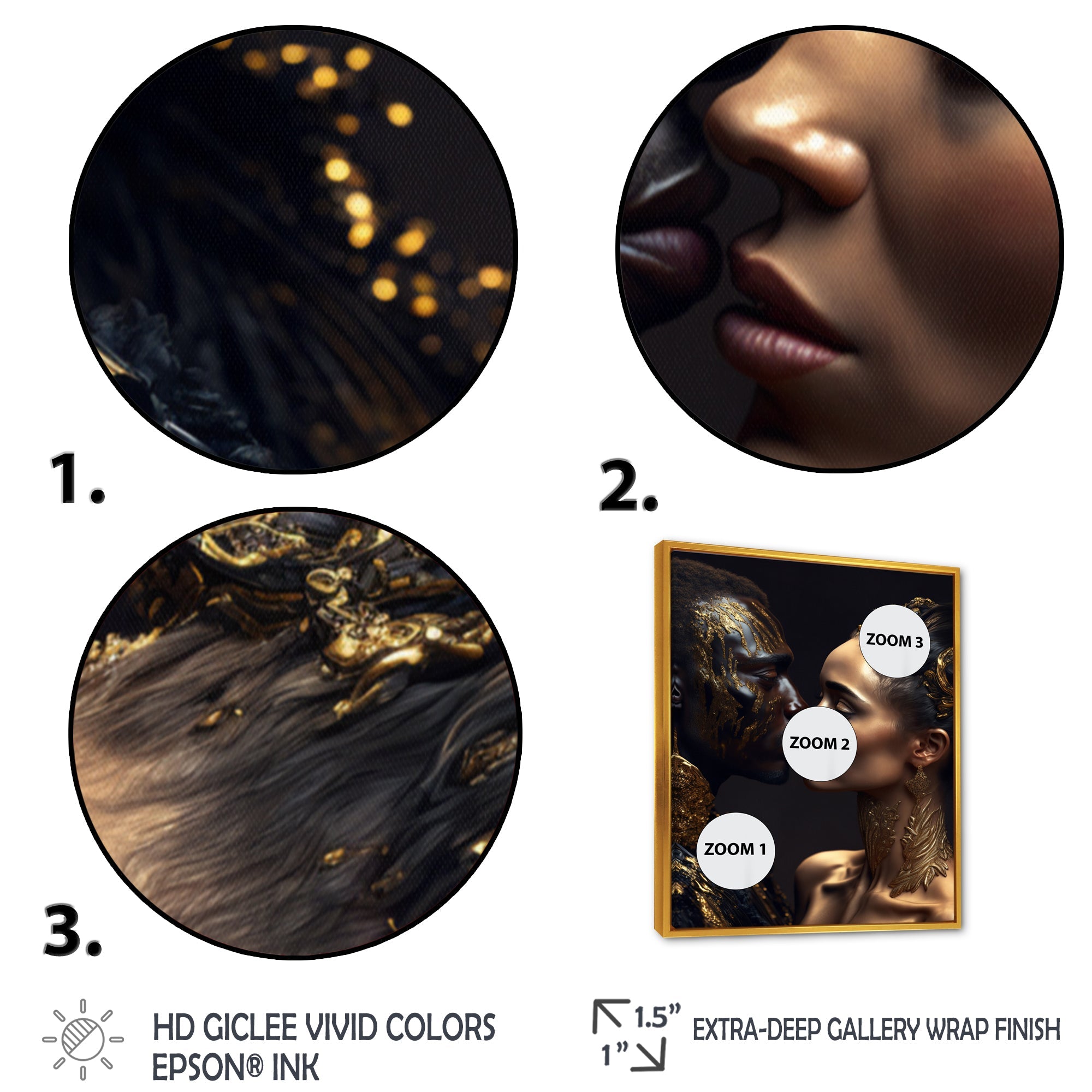 Gold African Amercian Couple Kissing