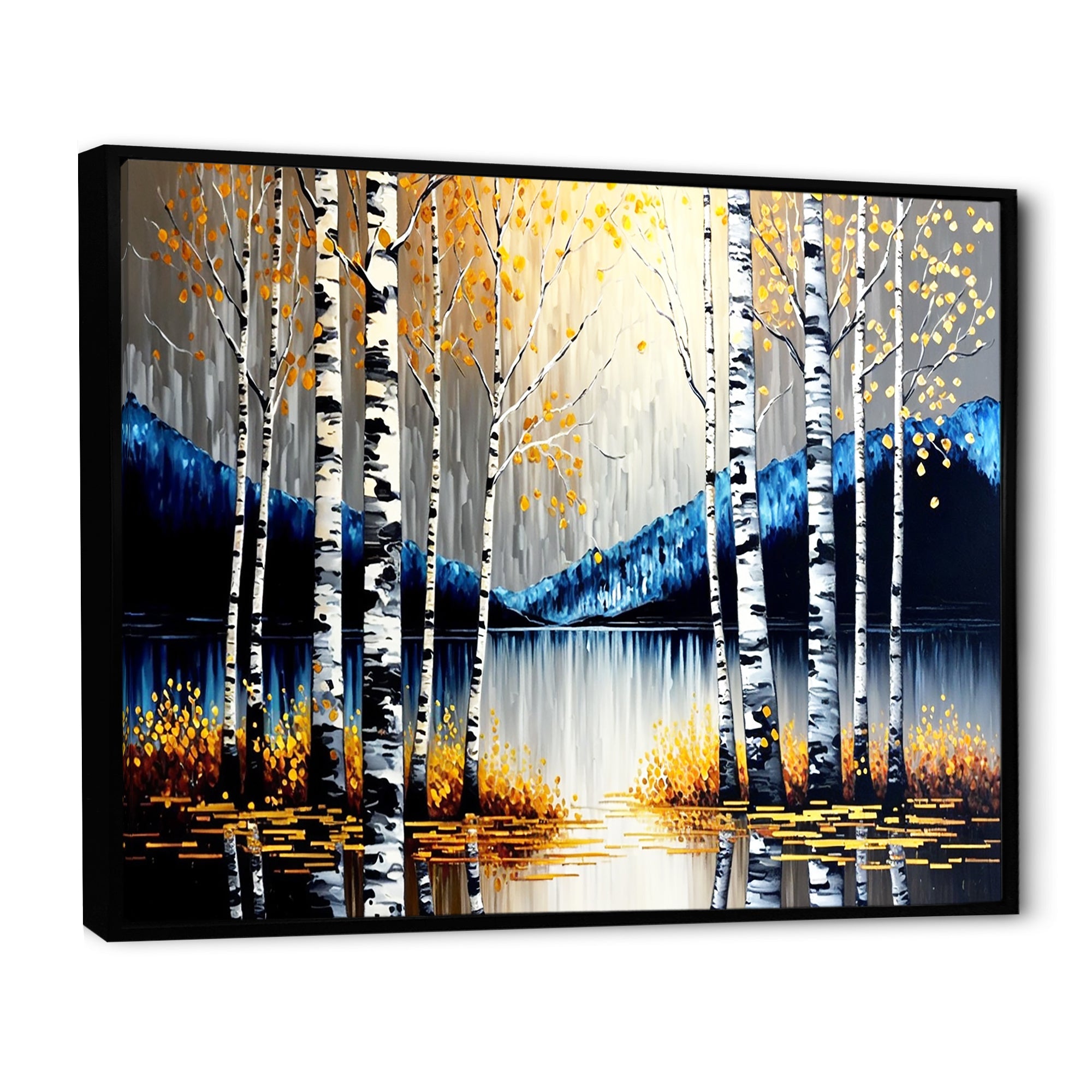 Monochrome Golden Birch Trees By The River IV