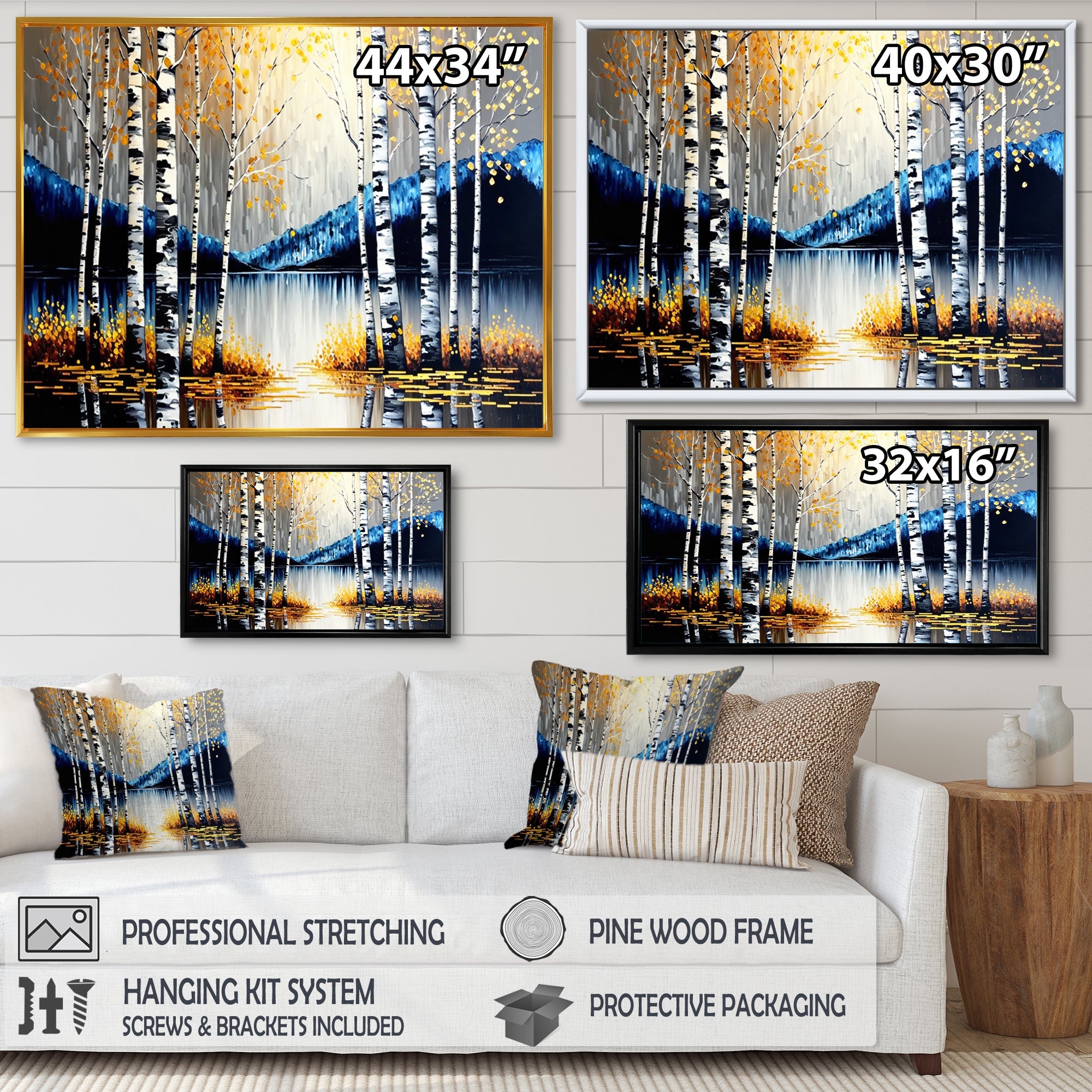 Monochrome Golden Birch Trees By The River IV