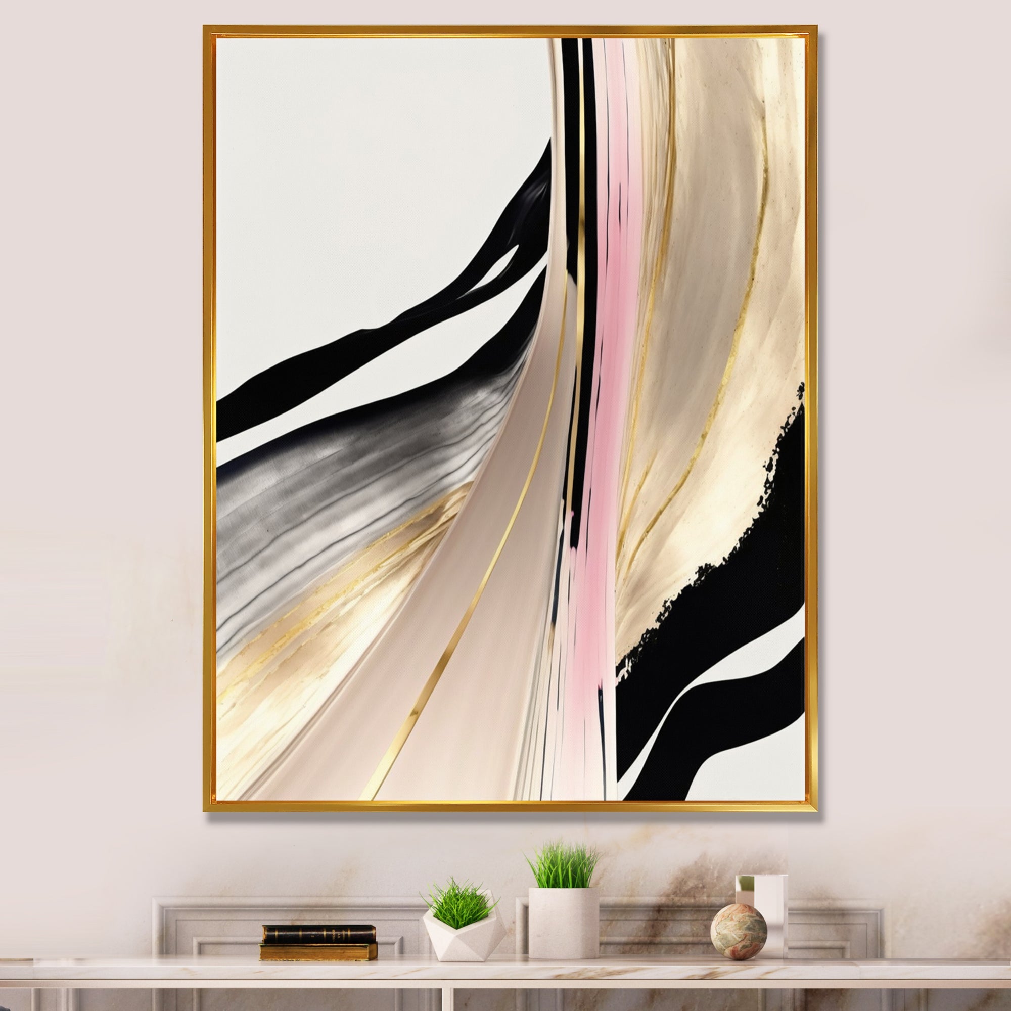 Minimalism Pink And Gold Cubic Fusion VII