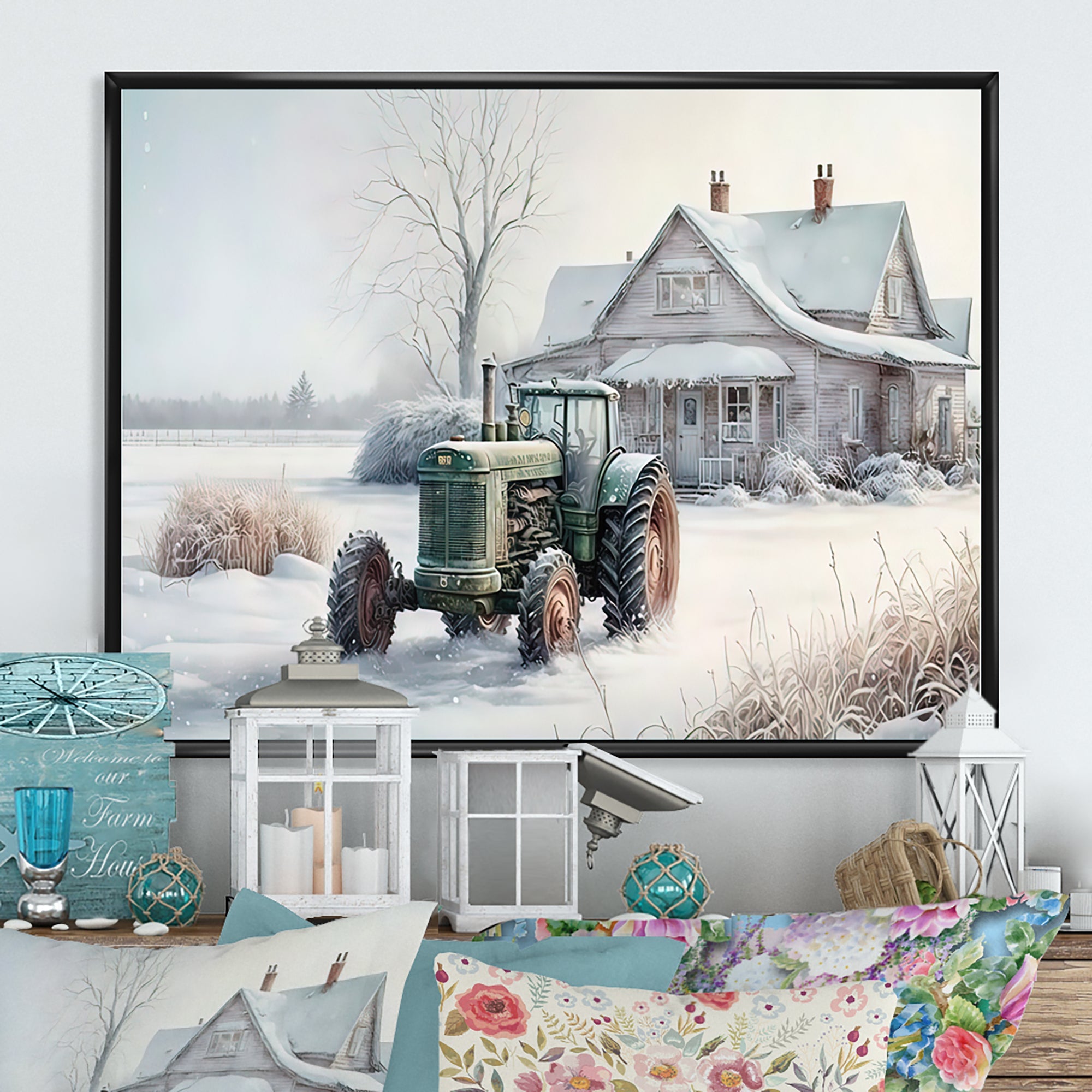 Tractor At The Barn In Winter II