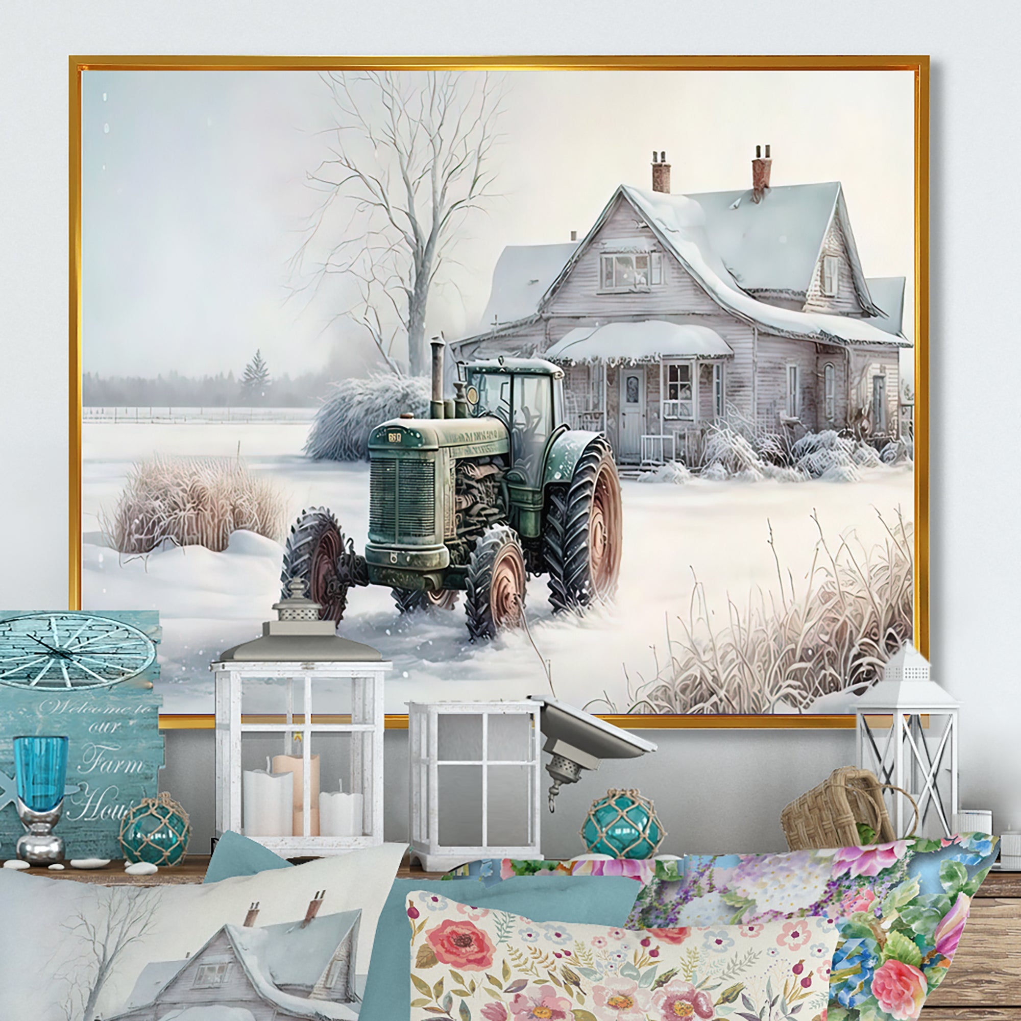Tractor At The Barn In Winter II