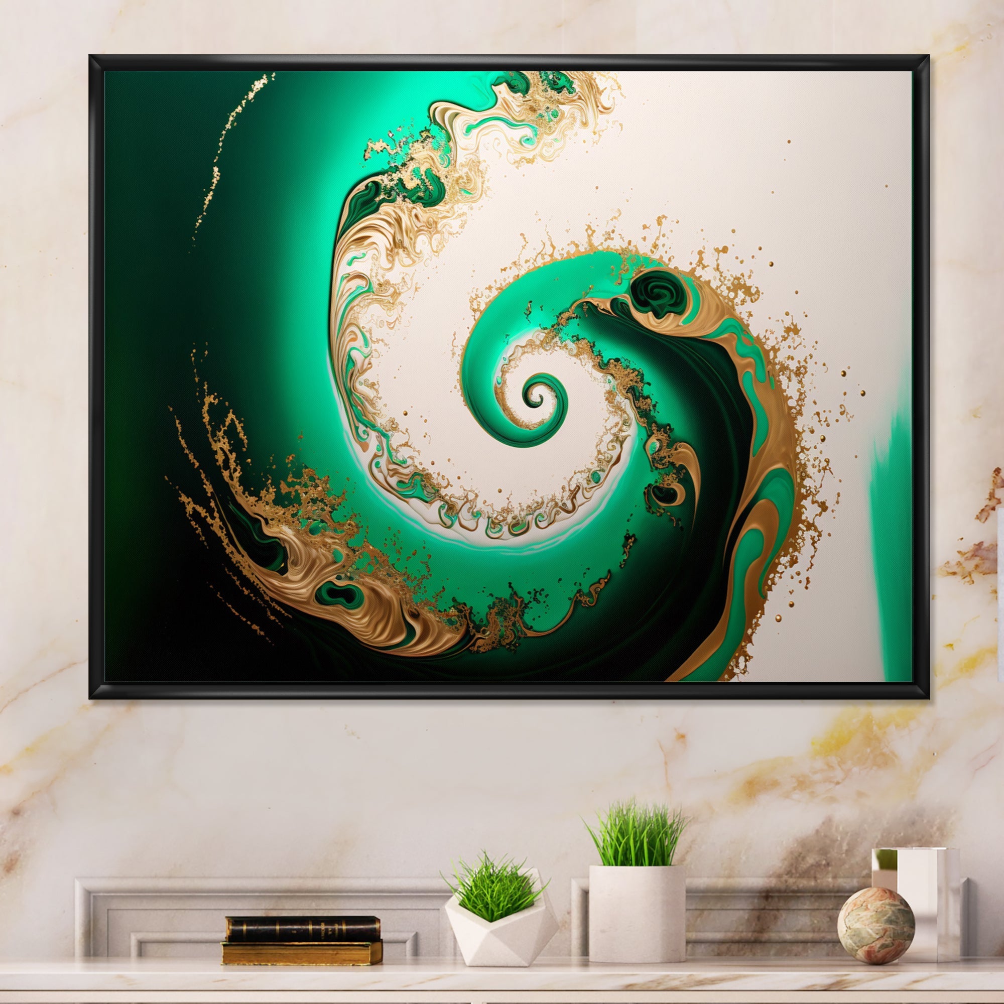 Green And Gold Crashing Waves II