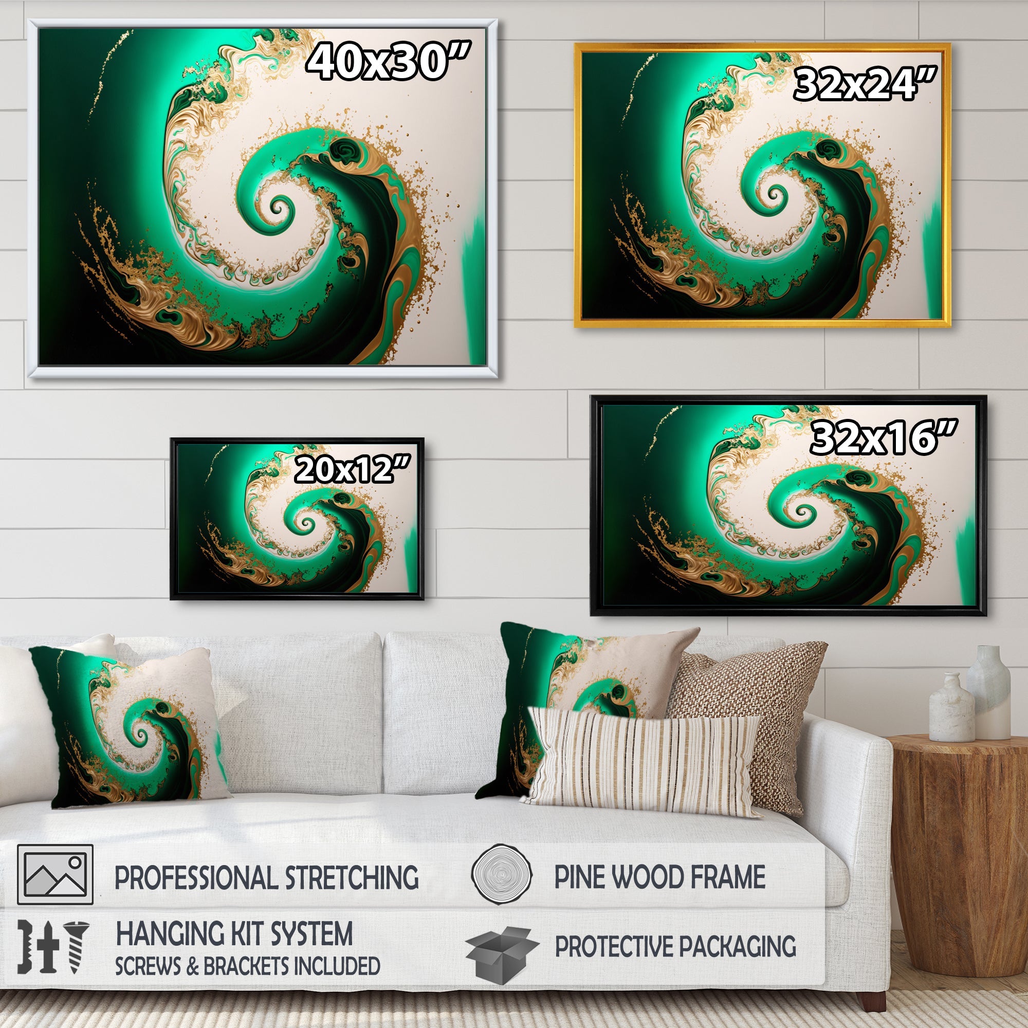 Green And Gold Crashing Waves II