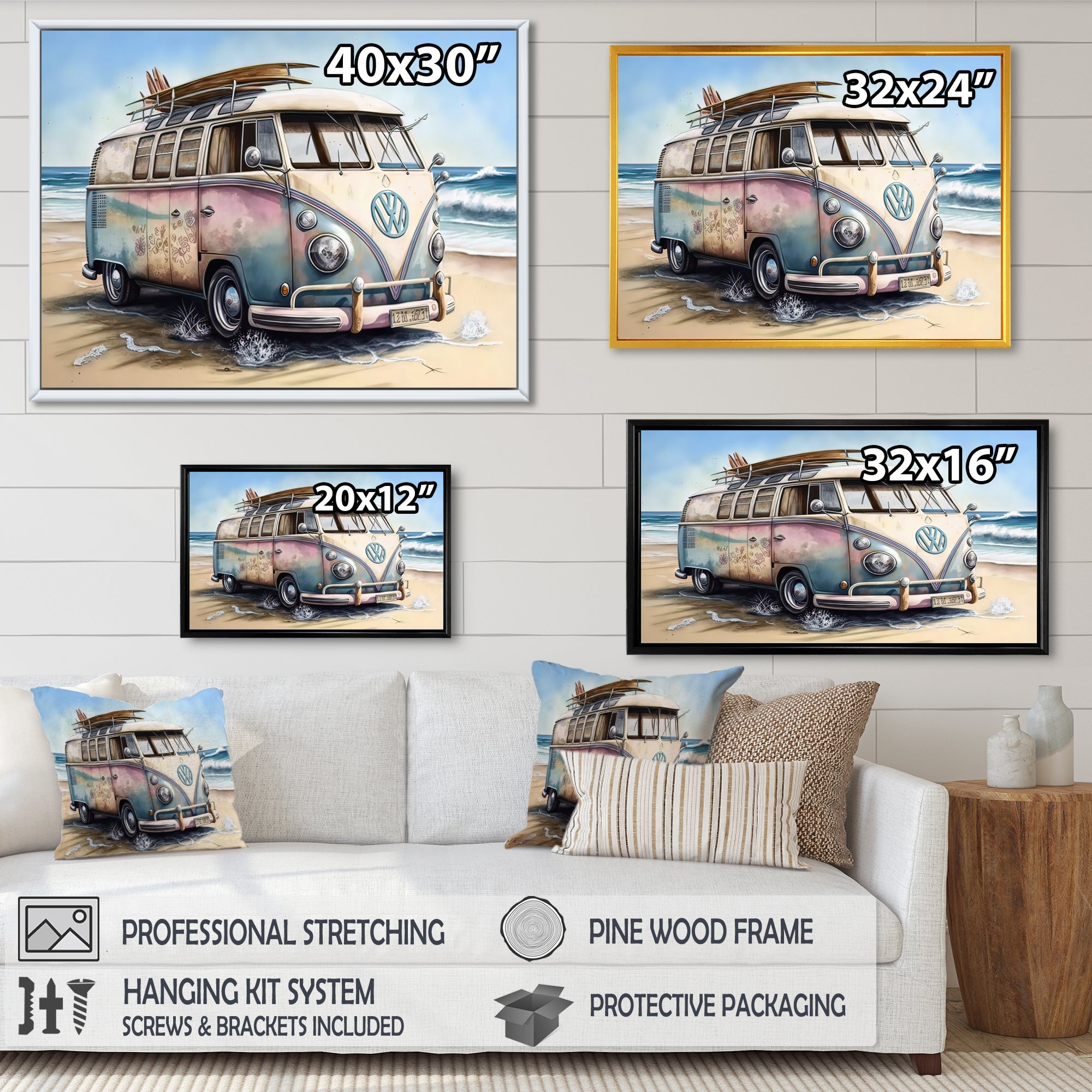 70S Surfing Van At The Beach I